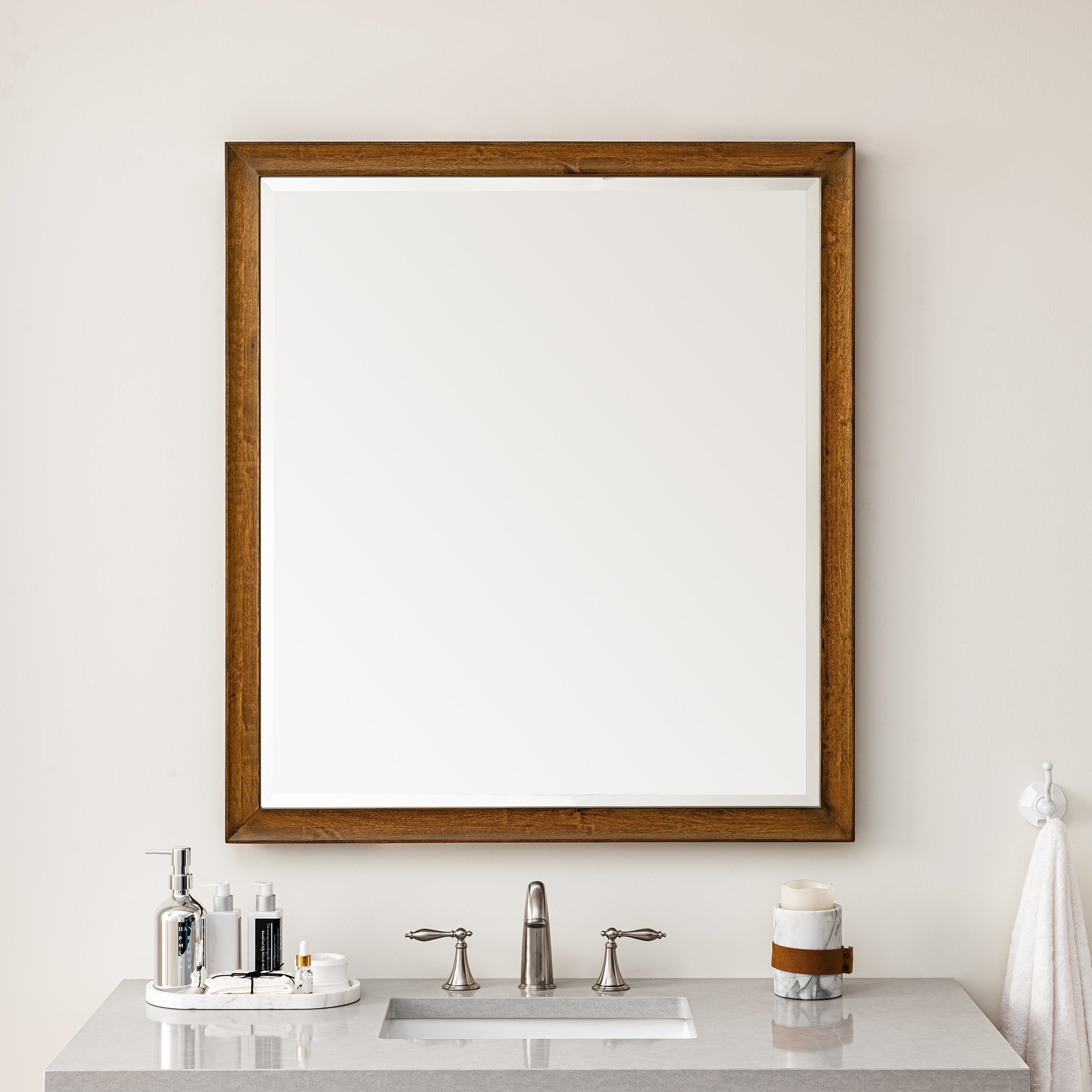 Glenbrooke 36-Inch Country Oak Wall Mirror - Rustic Farmhouse Bathroom & Entryway Decor - Perfect for Hallways, Bedrooms, and Living Rooms