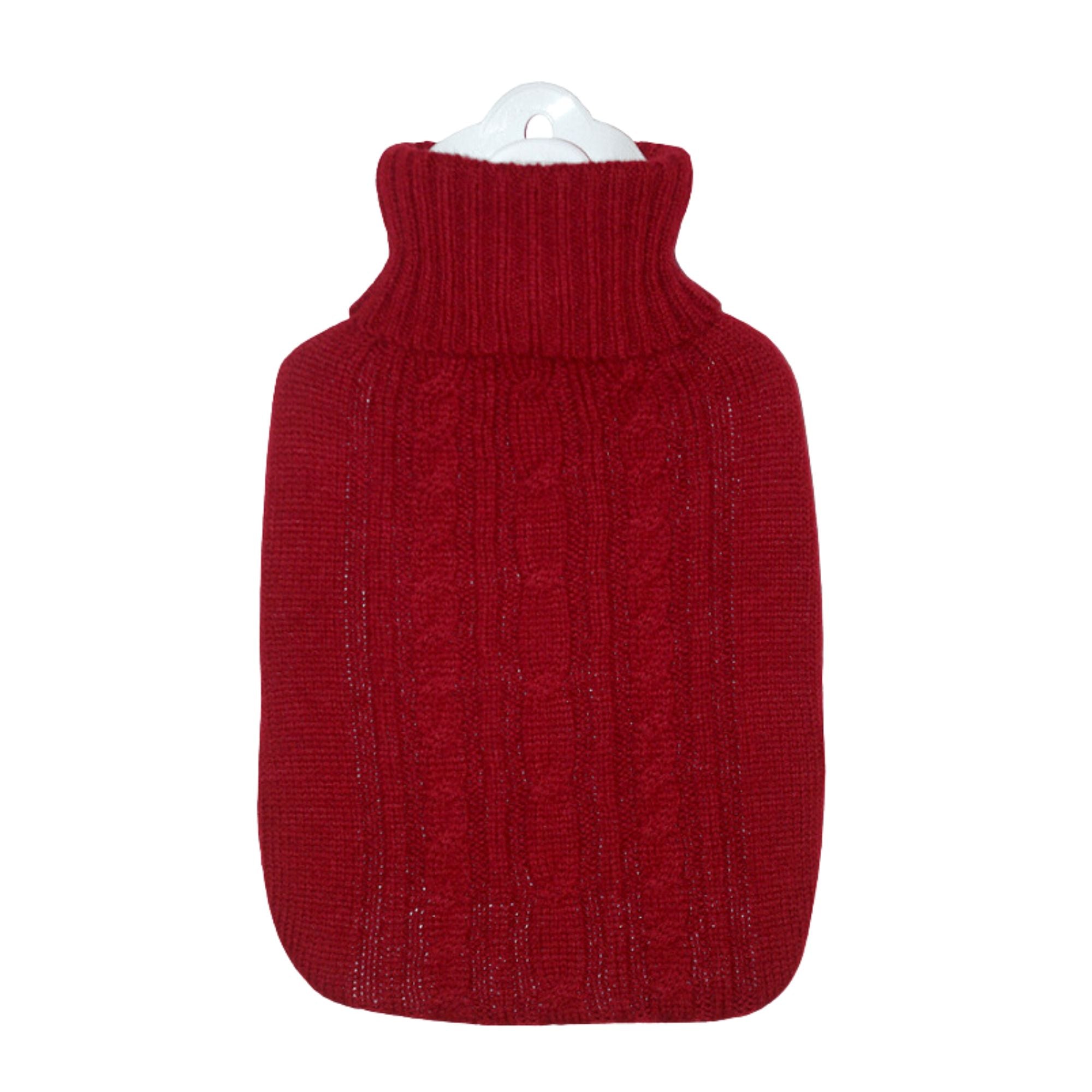 1.8L Rubber-Free Hot Water Bottle with Cozy Knitted Red Cover - Perfect for Pain Relief, Warmth & Comfort at Home, Office or Travel