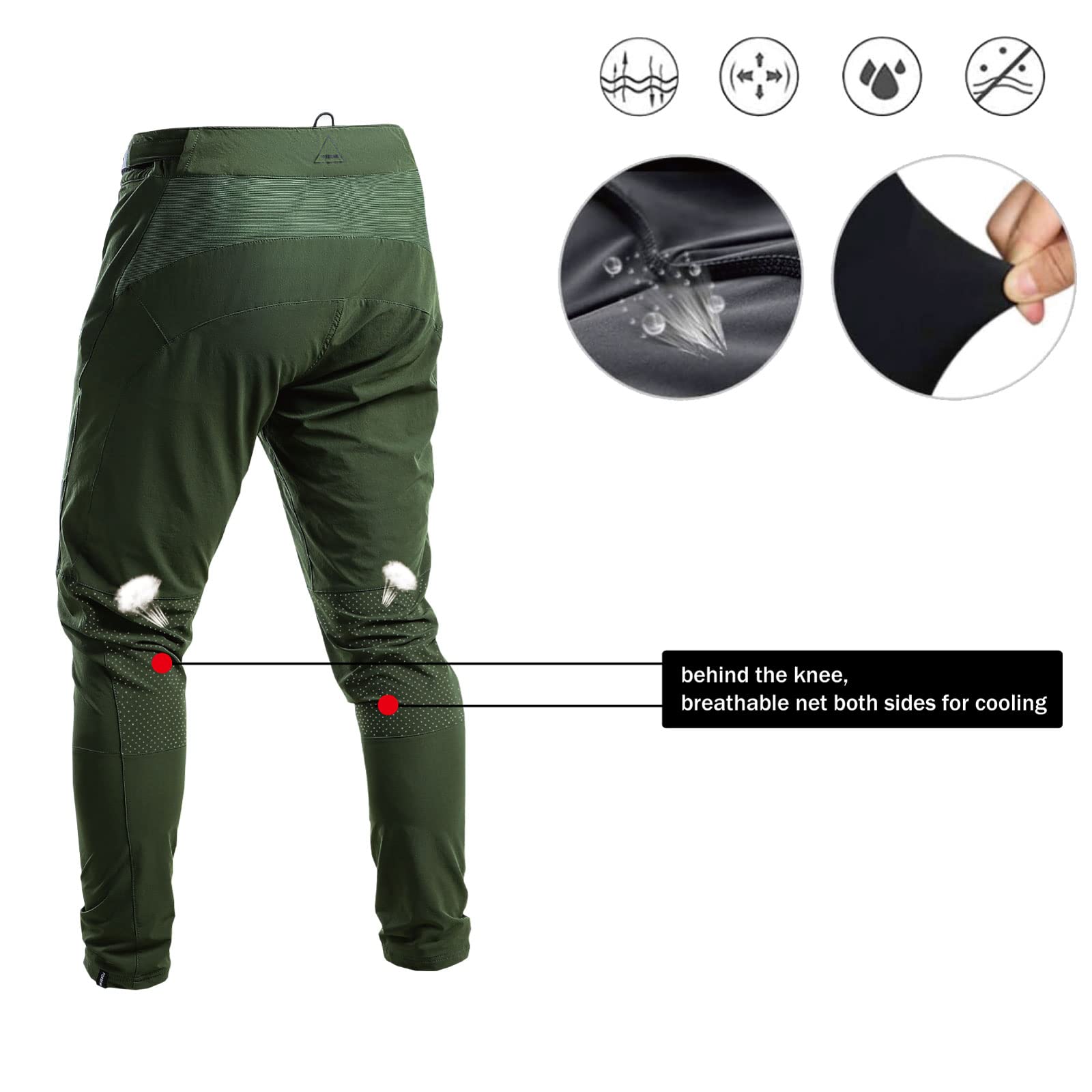 FORBEMK Men's Quick-Dry Lightweight Breathable Mountain Bike Pants - MTB Cycling Bicycle Riding Shorts for Downhill & BMX - Perfect for Trail Riding, Commuting & Outdoor Adventures