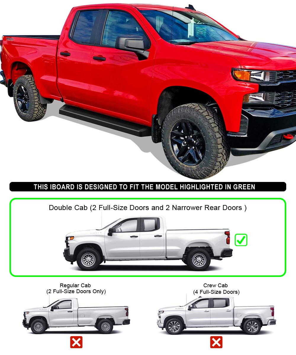APS Nerf Bar Compatible with Chevy Silverado & GMC Sierra 1500 2019-2025 Extended Cab & 2500/3500 HD 2020-2025 (Excludes 2019 1500 LD) - Black Running Boards for Off-Road & Truck Accessories