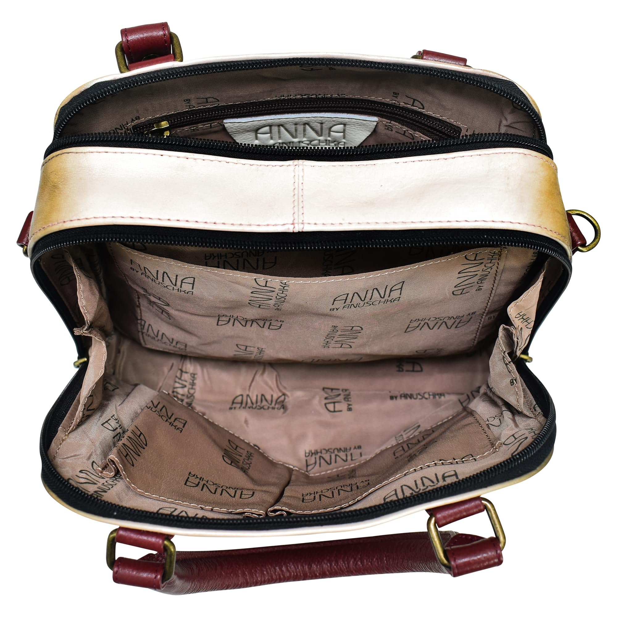 Anuschka Anna Double Zip Organizer Satchel Handbag - Stylish Women's Leather Crossbody Bag for Work, Travel & Everyday Use