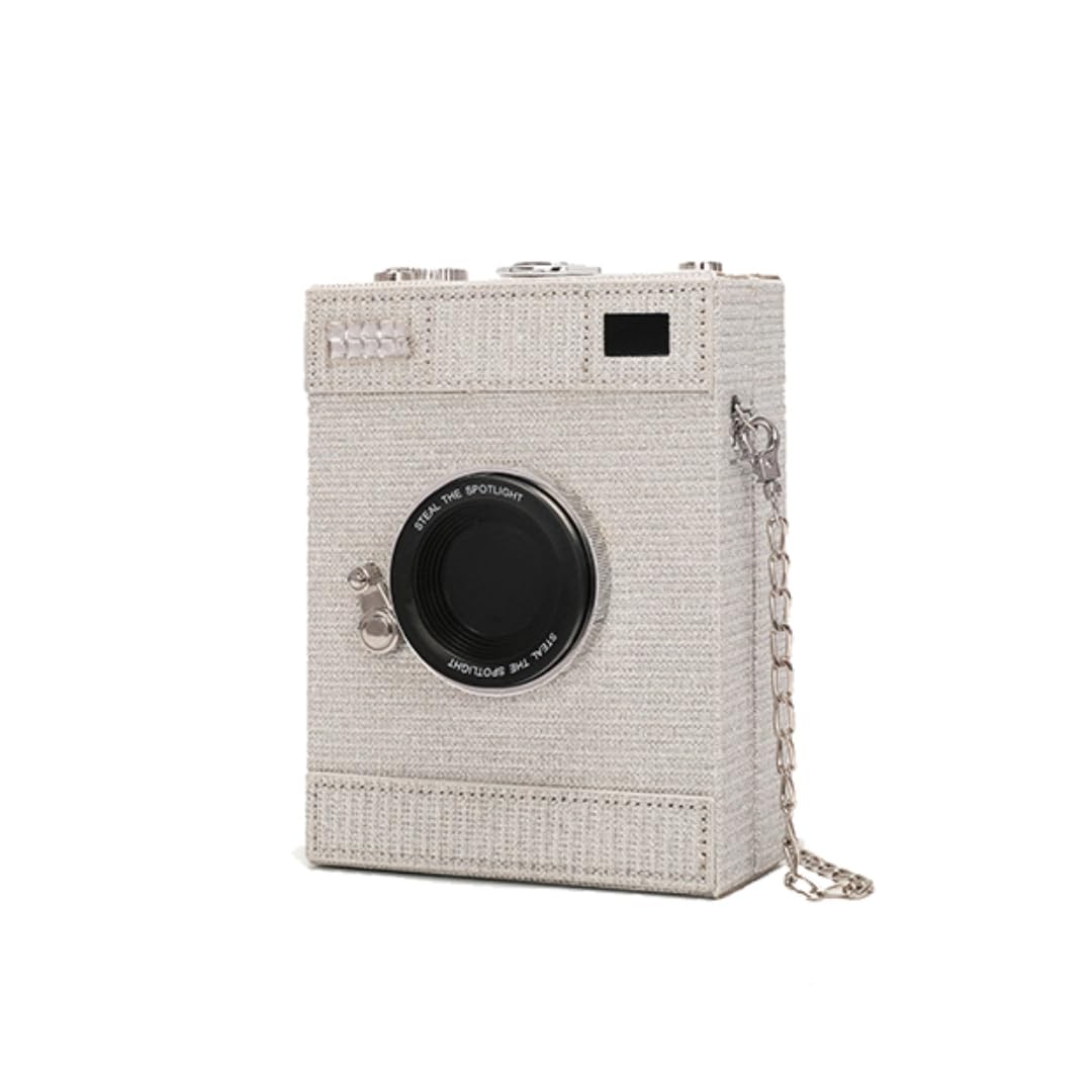 Sparkly Glitter Camera Shaped Crossbody Bag - Women's Evening Clutch Purse for Parties, Date Nights & Special Occasions