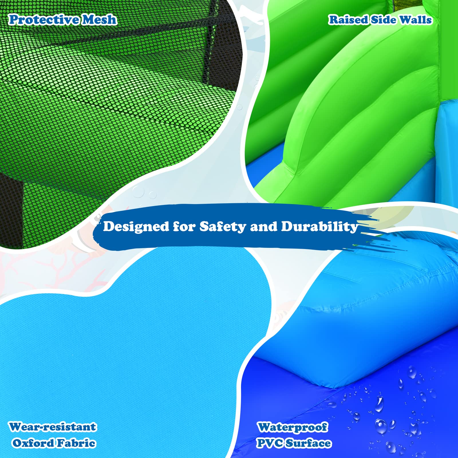 **HONEY JOY 7-in-1 Inflatable Water Slides for Kids - Crocodile Splash & Slide Water Park with Climbing Wall, Long Slide, Crawl Tunnel & Splash Pool - Outdoor Blow Up Water Park for Backyard (Blower Not Included) - Perfect for Summer Parties, Family Fun & Backyard Adventures**