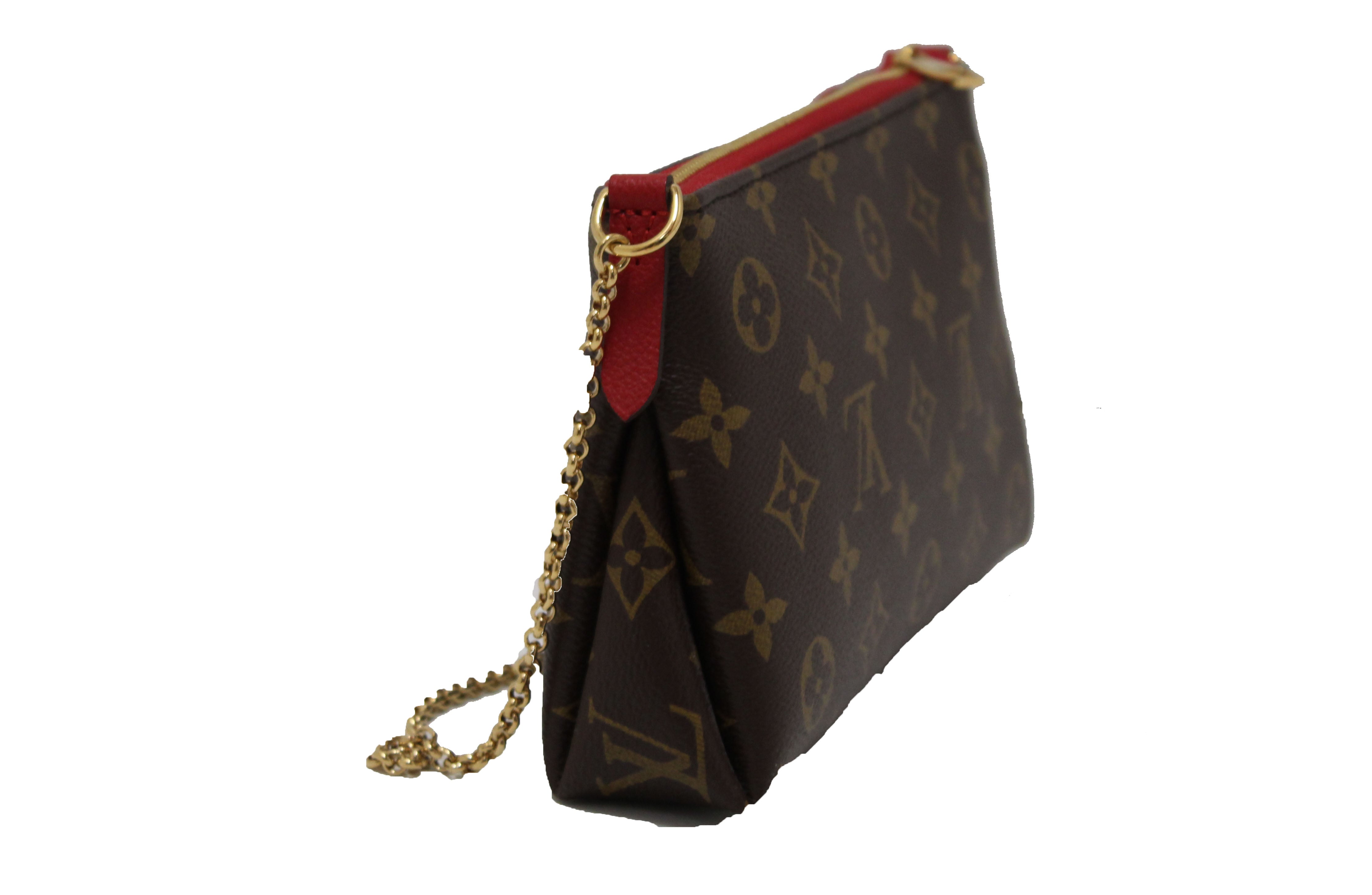 Authentic Louis Vuitton Monogram Red Pallas Clutch Bag - Luxury Designer Handbag for Women, Perfect for Evening Parties, Date Nights & Special Occasions