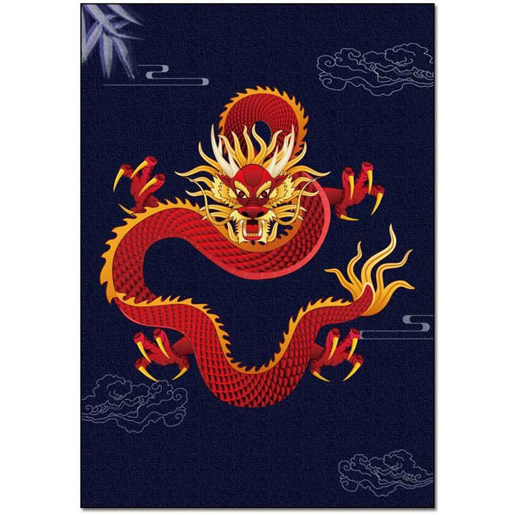 Modern Abstract Dragon Pattern Area Rug - Non-Slip Indoor/Outdoor Carpet for Farmhouse, Bedroom, Living Room, Courtyard, Kitchen, Bathroom - 4.5' x 6.5' Blue Luxury Decor Rug - Perfect for Boho Chic Home, Dorm Room & Entryway Floor Mat
