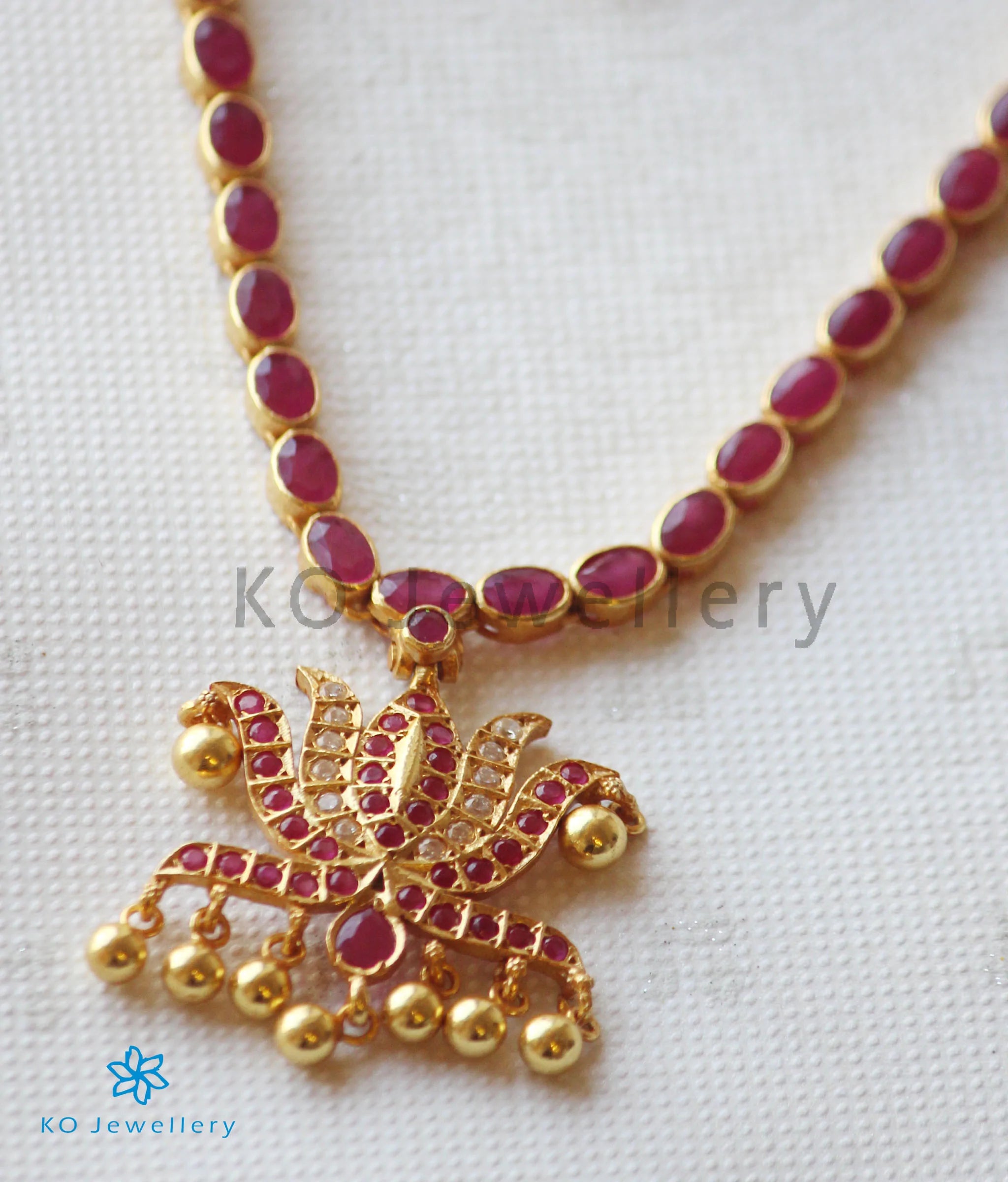 Abja Sterling Silver Kempu Necklace for Women - Elegant Red Beaded Choker with Traditional Indian Design - Perfect for Weddings, Parties & Festive Occasions