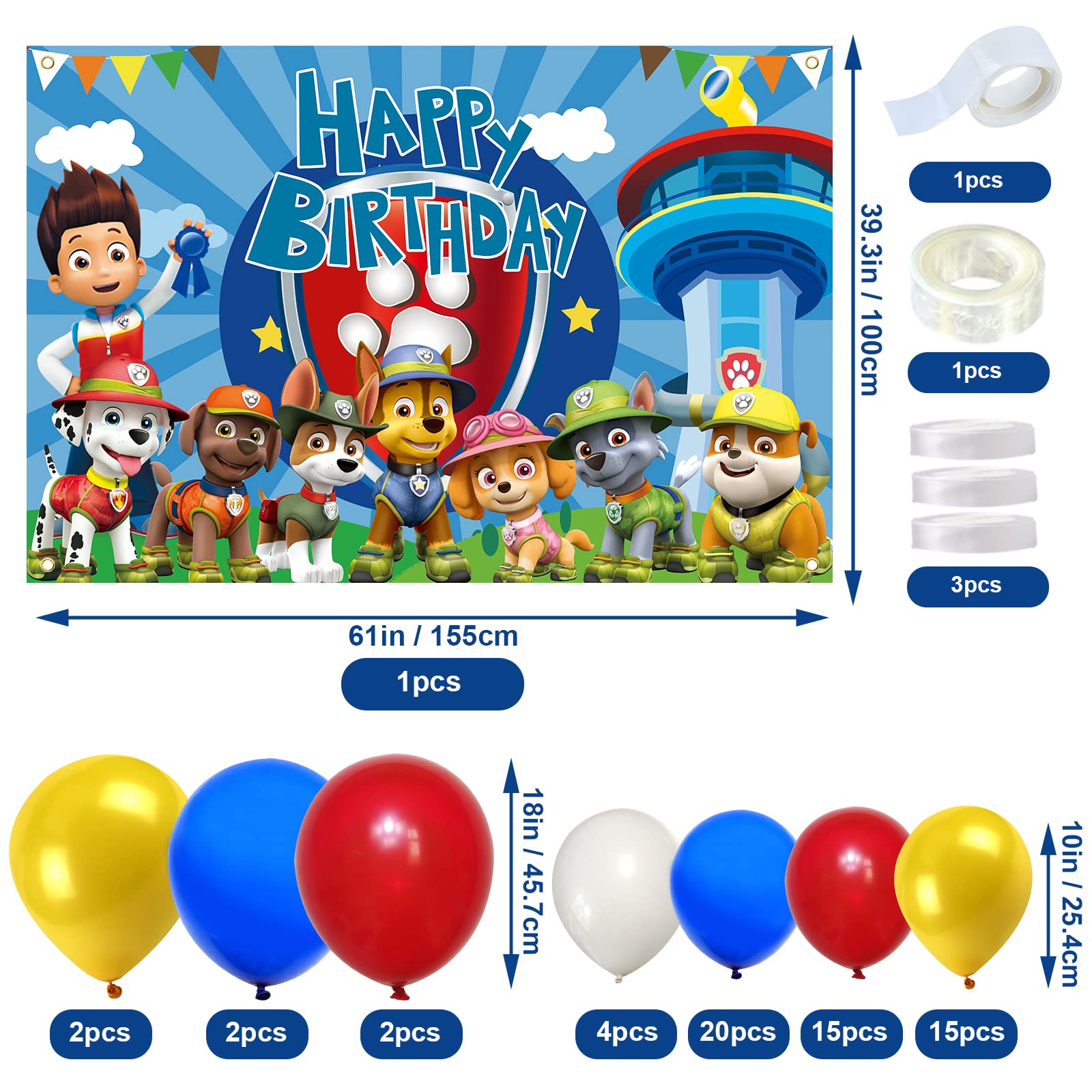 70 Pcs Patrol Dog Birthday Party Decorations Kit - Dog Themed Balloons, Bow Balloons, Garland Balloons for Dog Lover Birthday Party Decorations | Perfect for Dog Birthday Parties, Puppy Themed Events & Pet Celebrations