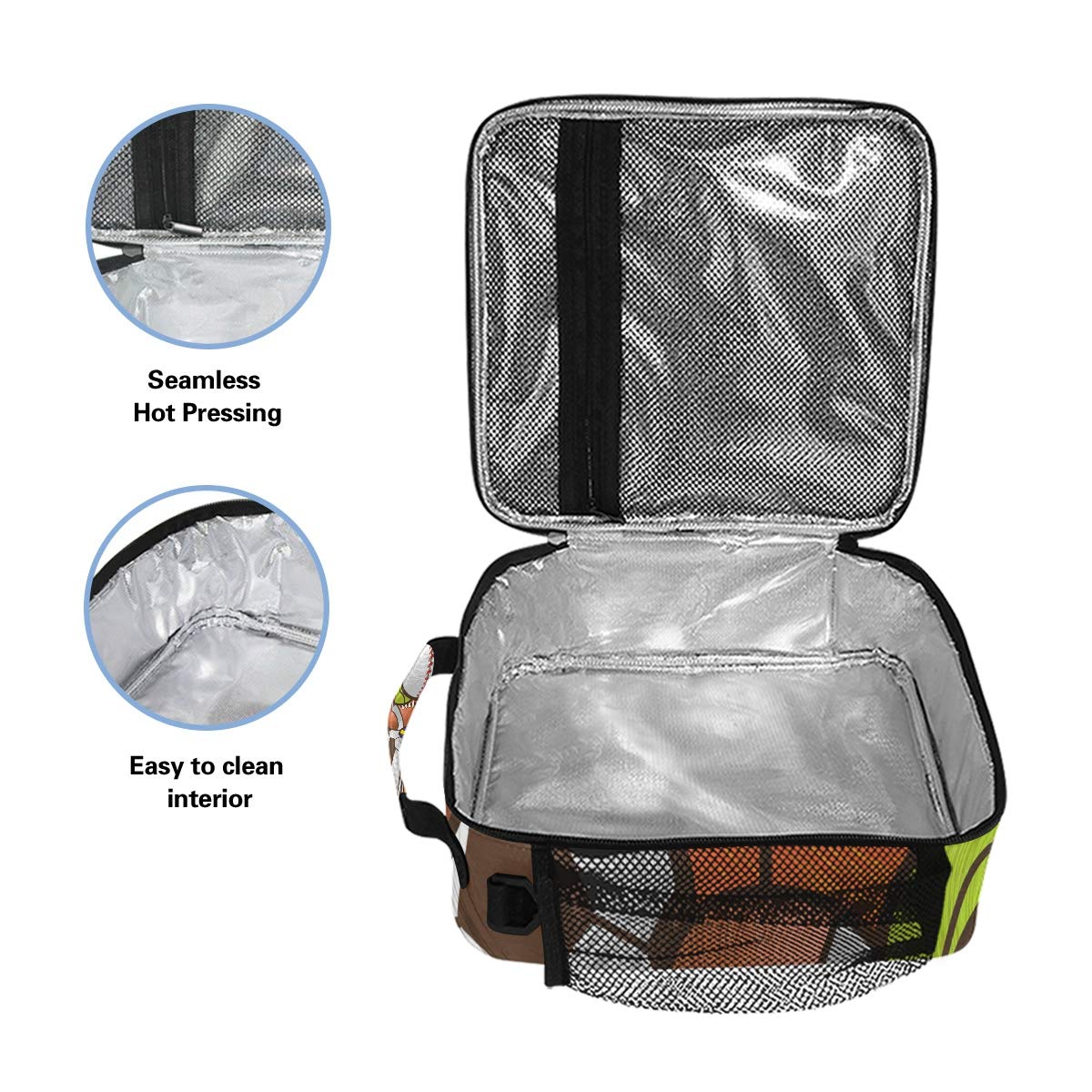 **Insulated Lunch Box Cooler Bag for Sports - Basketball, Baseball - Leakproof Tote with Shoulder Strap for Men, Women, Kids - Perfect for School, Work, Gym & Outdoor Activities**