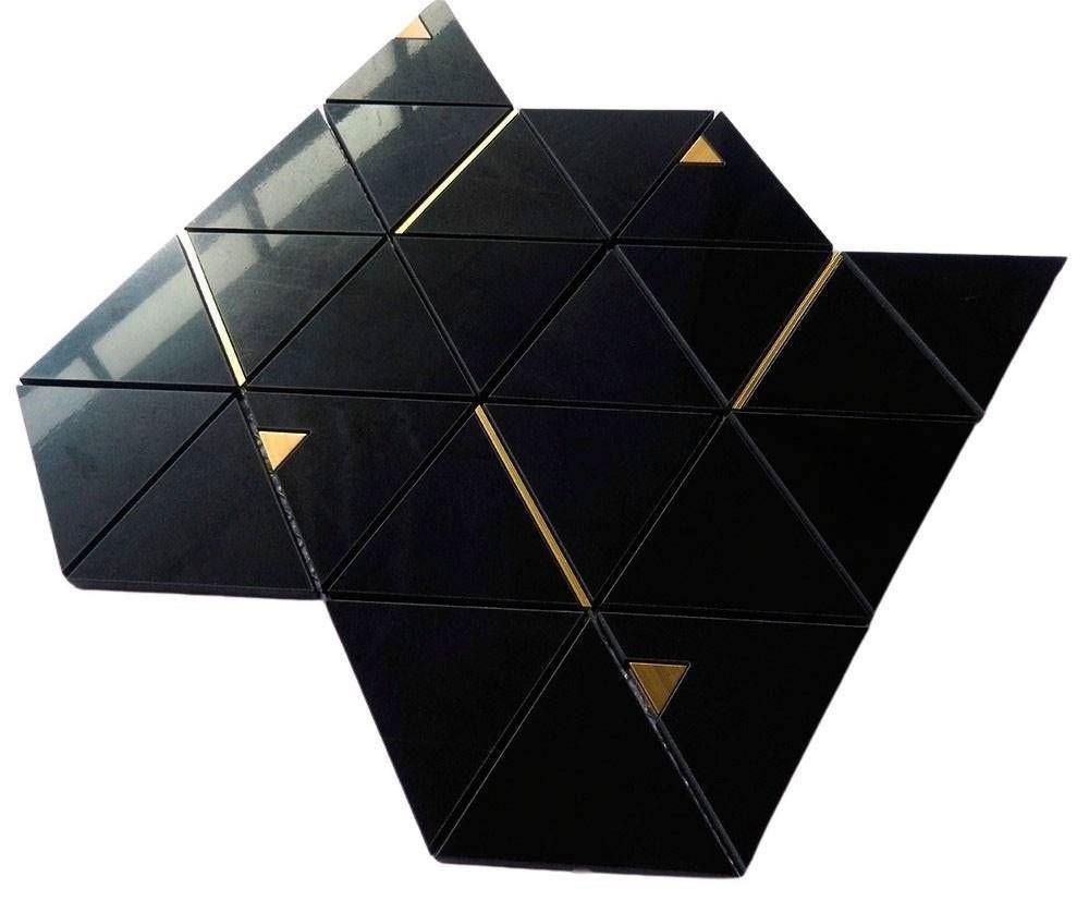 Premium Brass Gold and Black Pyramid Inlay Tiles for Home Decor - Perfect for Mosaic, Backsplash, and Wall Accents