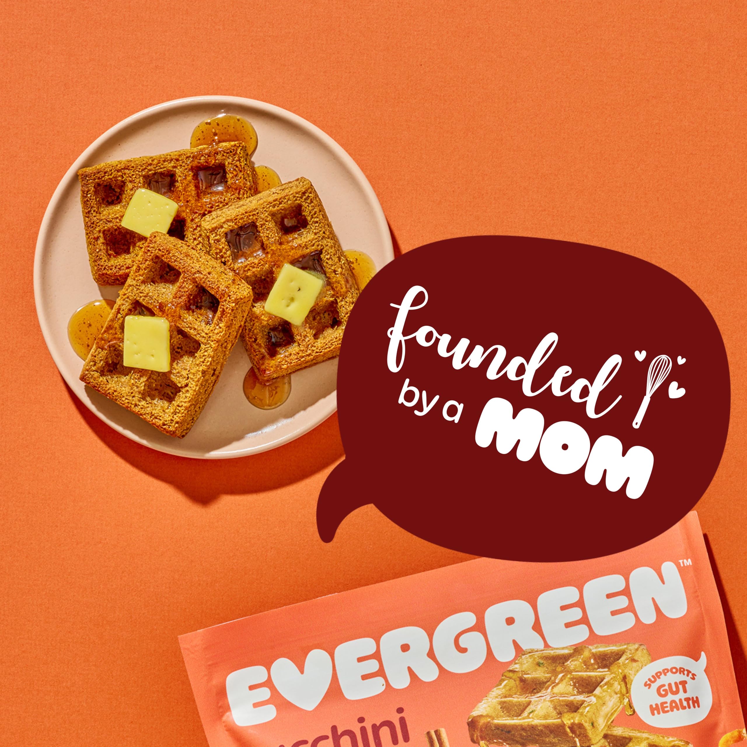 Evergreen Zucchini Carrot Cake Waffles - 100% Whole Grain, Dairy-Free, No Preservatives | 9 Frozen Waffles per Bag with 1 Full Serving of Fruits & Vegetables | Supports Gut Health | Perfect for Breakfast, Kids' Snacks & Healthy Eating