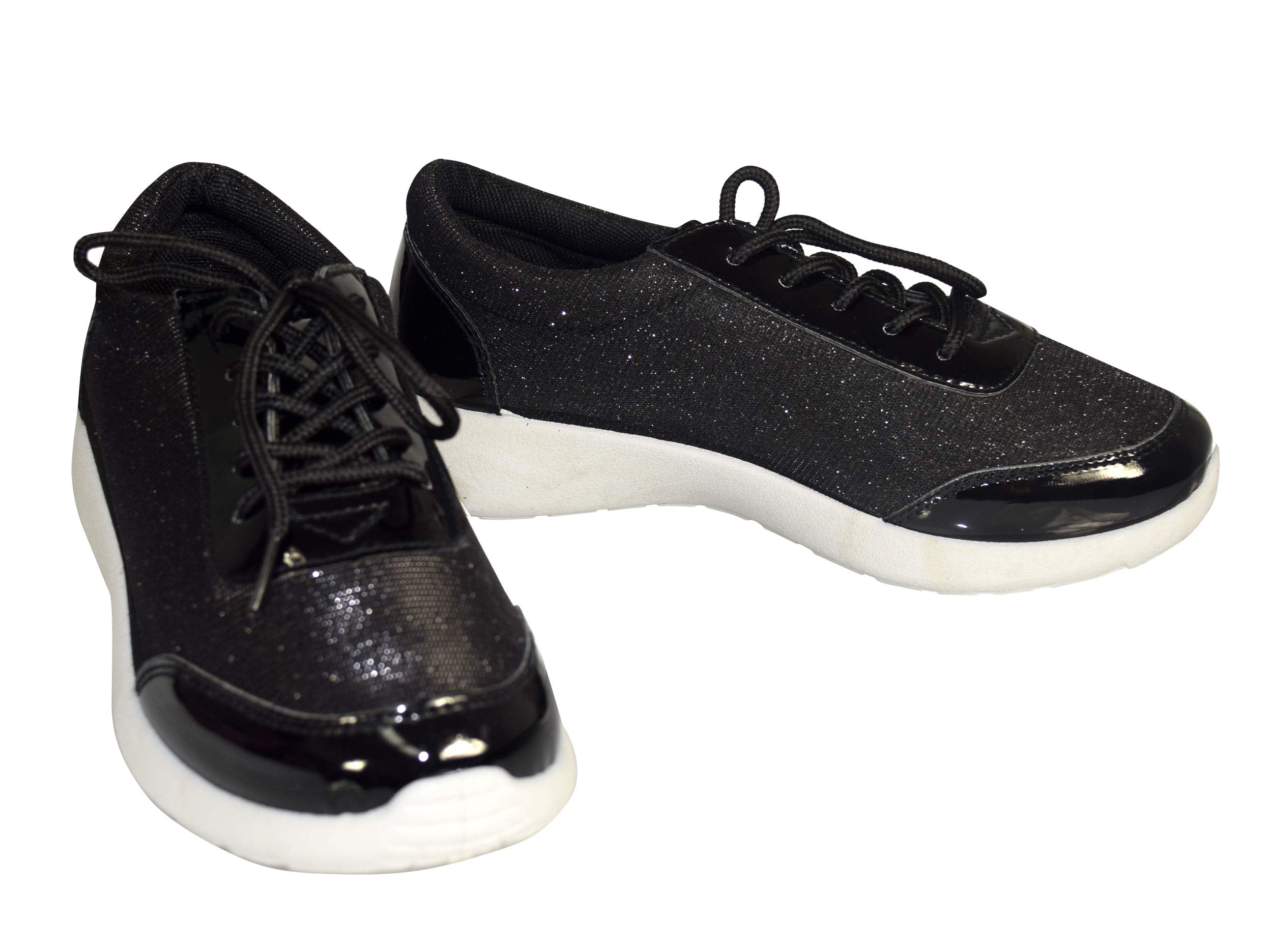 Sparkling Glitter Lace-Up Platform Sneakers for Women - Comfortable Elastic Casual Shoes for Party, Dance & Everyday Wear