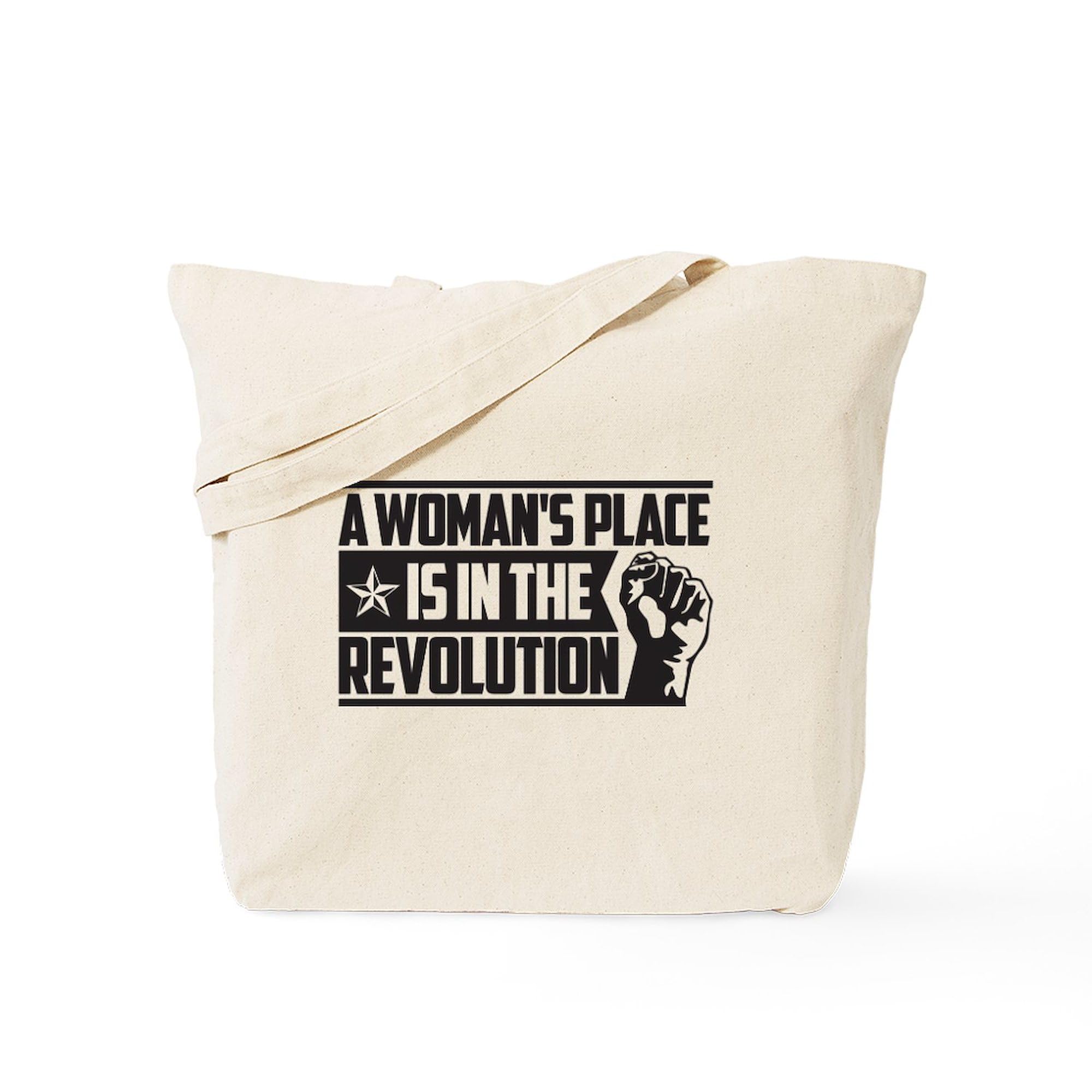 Women's Place in Revolution Tote Bag - Natural Canvas Reusable Shopping Bag for Groceries, Beach & Protest Rallies | Eco-Friendly Cotton Tote with Inspirational Feminist Quote
