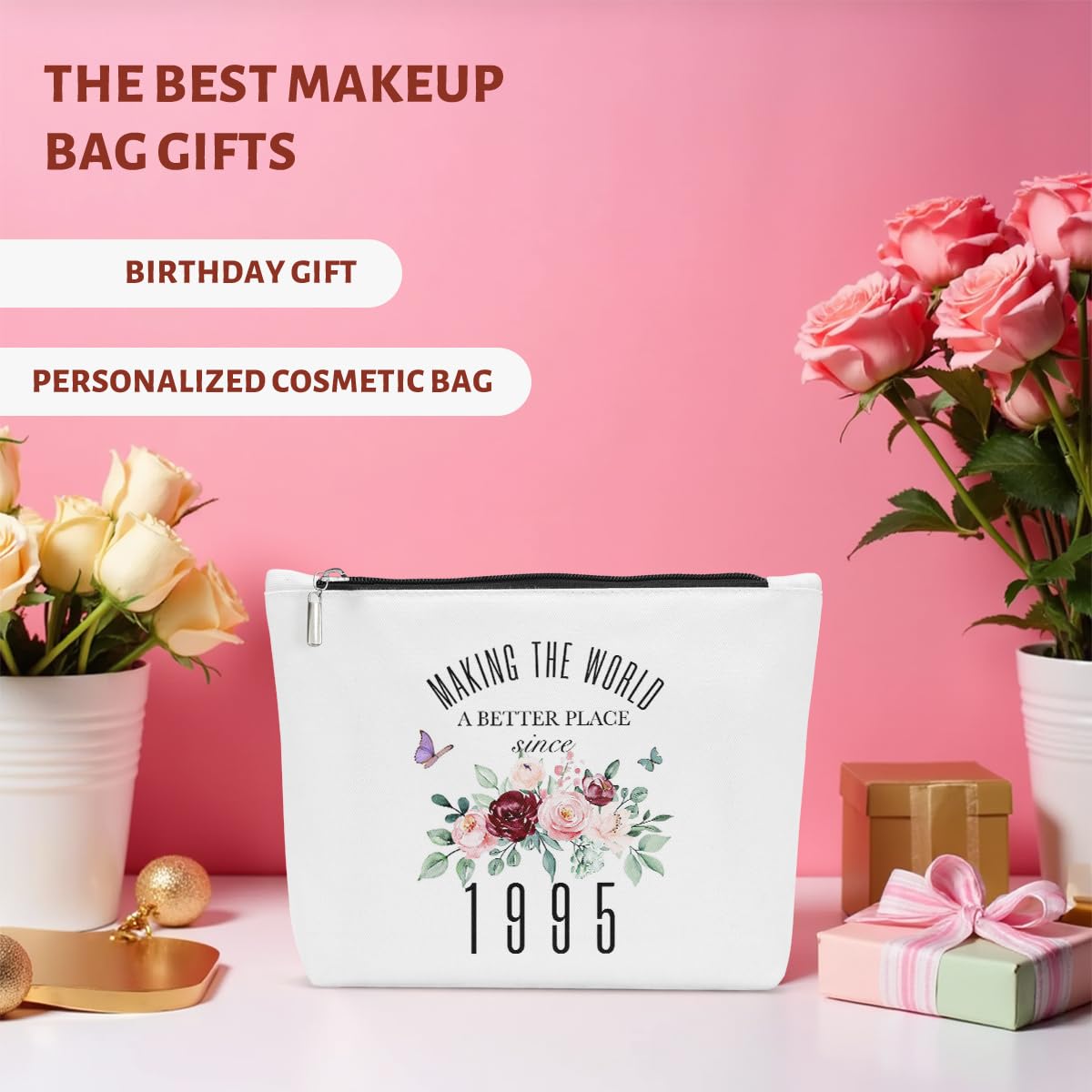 **JIUWEIHU 30th Birthday Gifts for Women - Personalized Cosmetic Bag Since 1995 - Perfect Gift for Sister, Friend, Colleague, Girlfriend, Daughter, Niece - Ideal for Travel, Makeup Storage & Special Occasions**