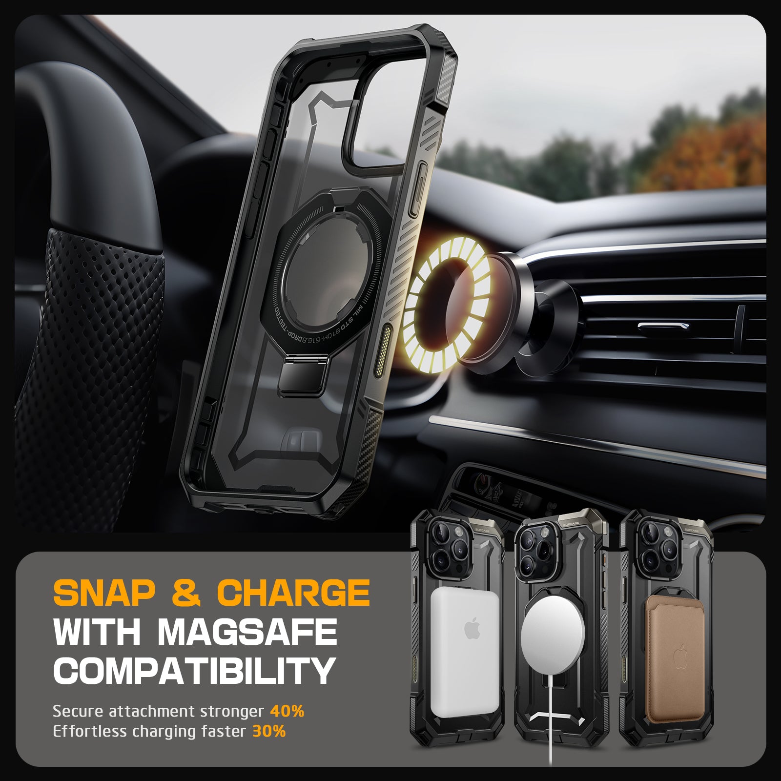 iPhone 16 Pro Case with MagSafe - 6.3 Inch Shockproof Protective Cover with Camera Control Button & Ultra Grip - Perfect for Outdoor Adventures, Travel & Daily Use - Black