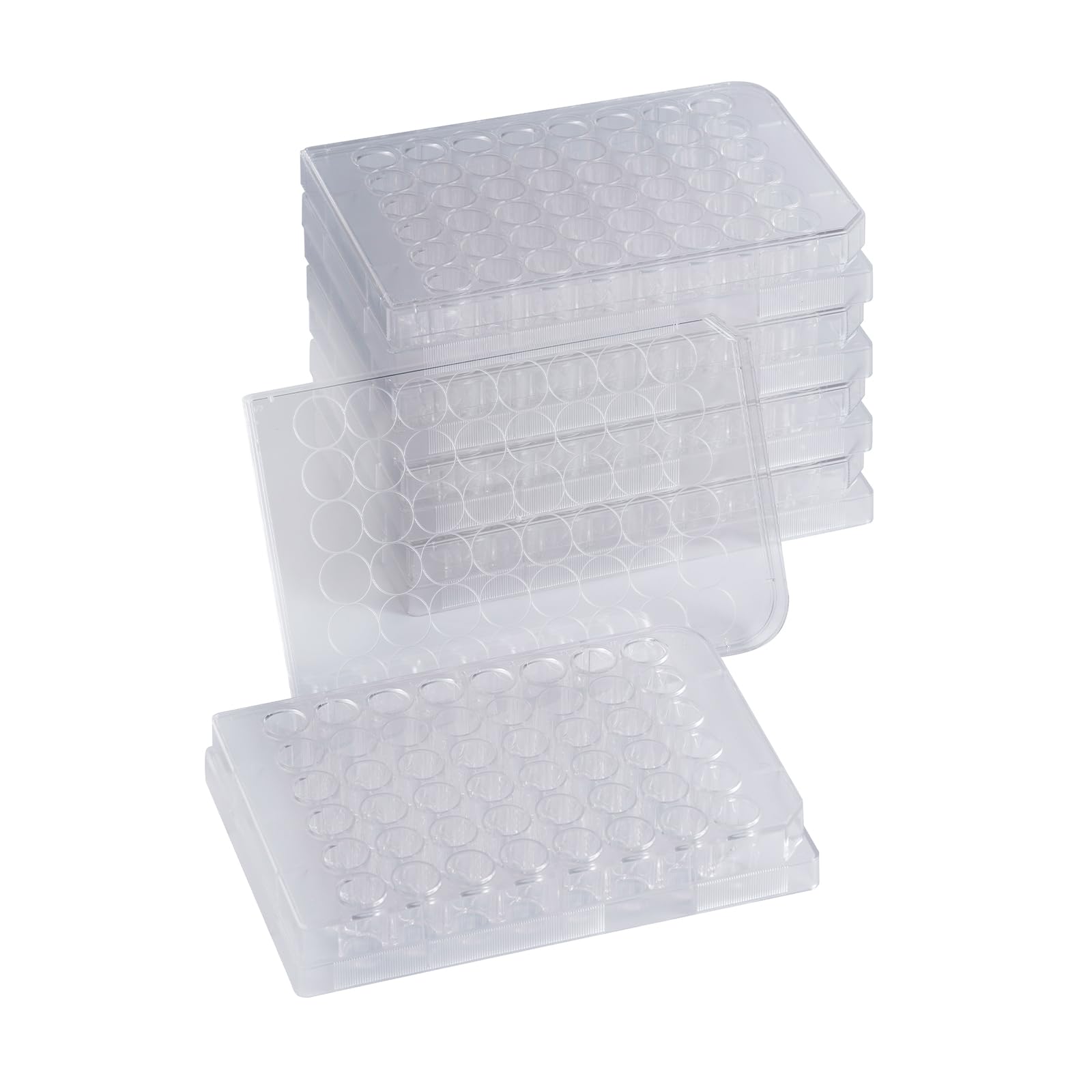 Sterile 48-Well Polystyrene Cell Culture Plates with Lids - Individually Wrapped, Tissue Culture Treated for Laboratory Use - Ideal for Cell Growth, Chemical Reactions & Biomedical Research (Case of 50) - Perfect for Life Science Labs, Pharmaceutical Research & Academic Experiments