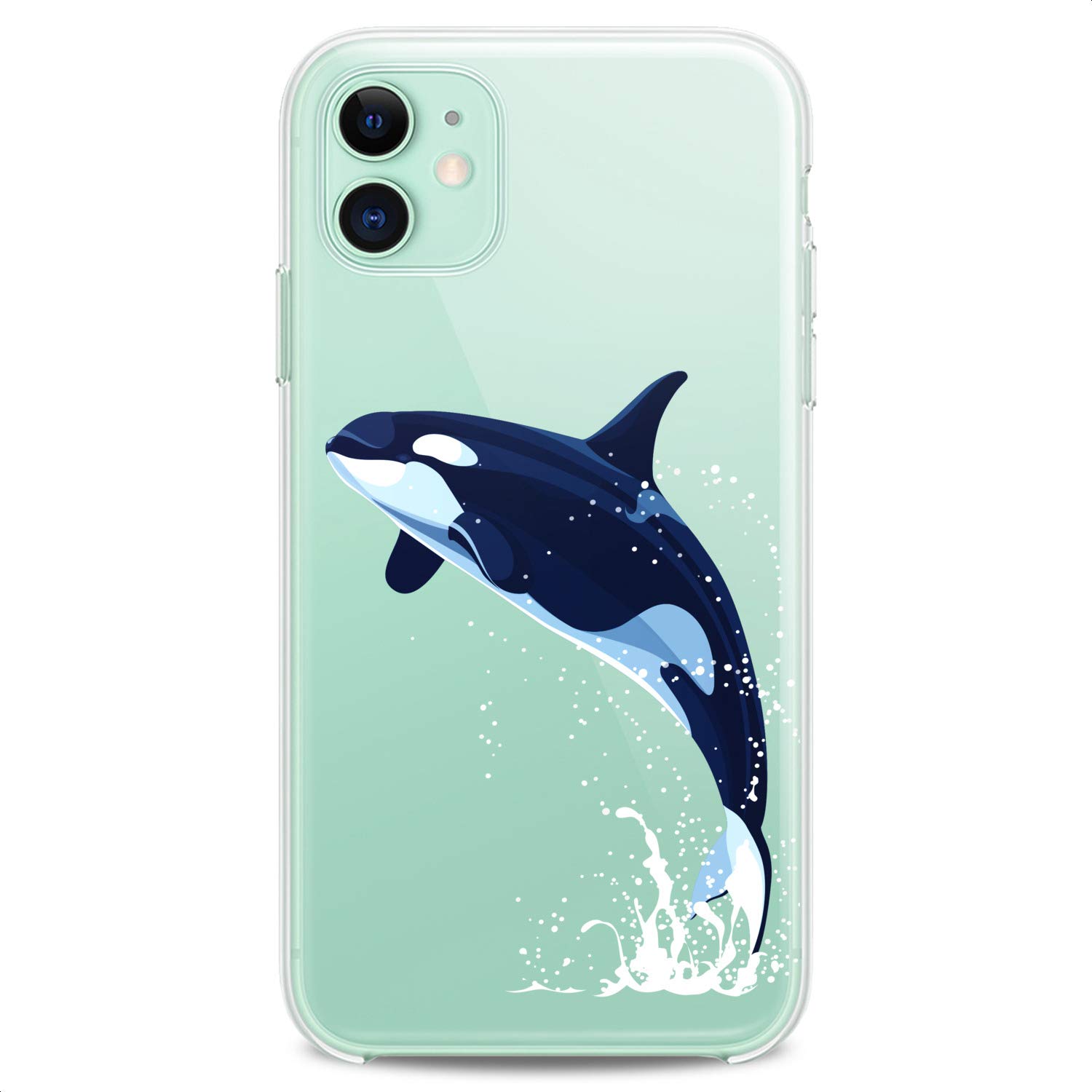 Premium TPU Phone Case for iPhone 16/15/14/13/12/11 Pro Max/Plus/Mini/XS/XR/X/8/7/6/5/SE - Slim Flexible Silicone Cover with Cute Animal, Orca, Kawaii & Girly Designs (Black/Clear) - Perfect for Daily Protection & Style Enhancement
