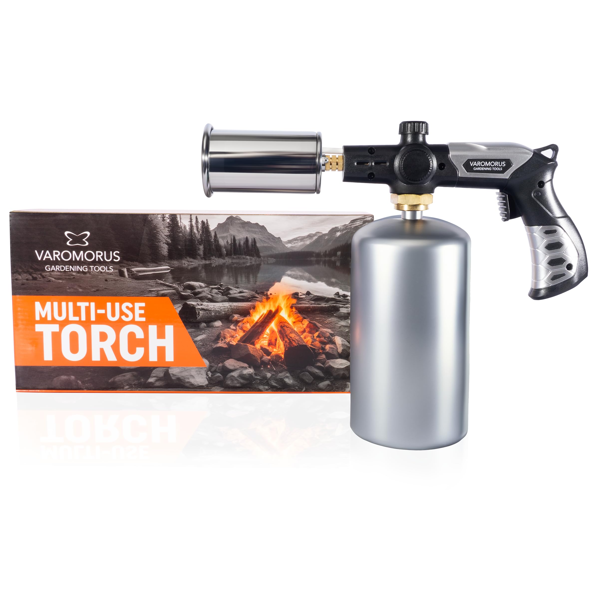 Varomorus Professional Grill Cooking Torch Lighter - High-Powered Propane Torch for Charcoal, BBQ, Steak Searing & Creme Brulee - Indoor/Outdoor Culinary Torch for Kitchen, Camping & Backyard Grilling (Modern Design) - Perfect for Home Chefs, BBQ Enthusiasts & Outdoor Cooking