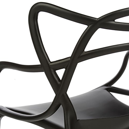 2xhome Modern Black Dining Room Chairs Set - Contemporary Designer Armchairs for Home, Office, Kitchen & Living Room - Indoor/Outdoor Use for Family Gatherings & Workspaces