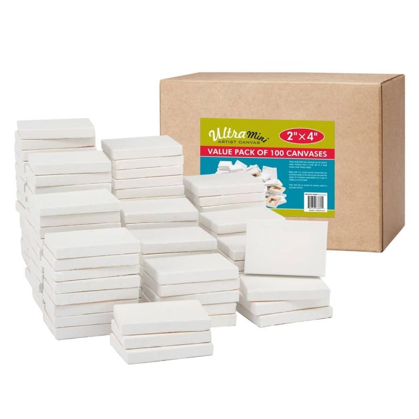 Paramount Ultra Mini Canvas Box - 100 Pack of 2x4 Inch Small Blank Canvases for Painting, DIY Art Projects, and Crafting | Perfect for Artists, Students, and Hobbyists