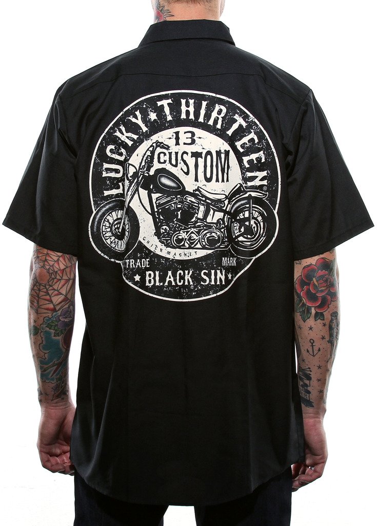 Men's Black Sin Work Shirt - Durable Cotton Button-Up Shirt for Casual & Work Wear | Perfect for Outdoor Activities, Construction & Everyday Use