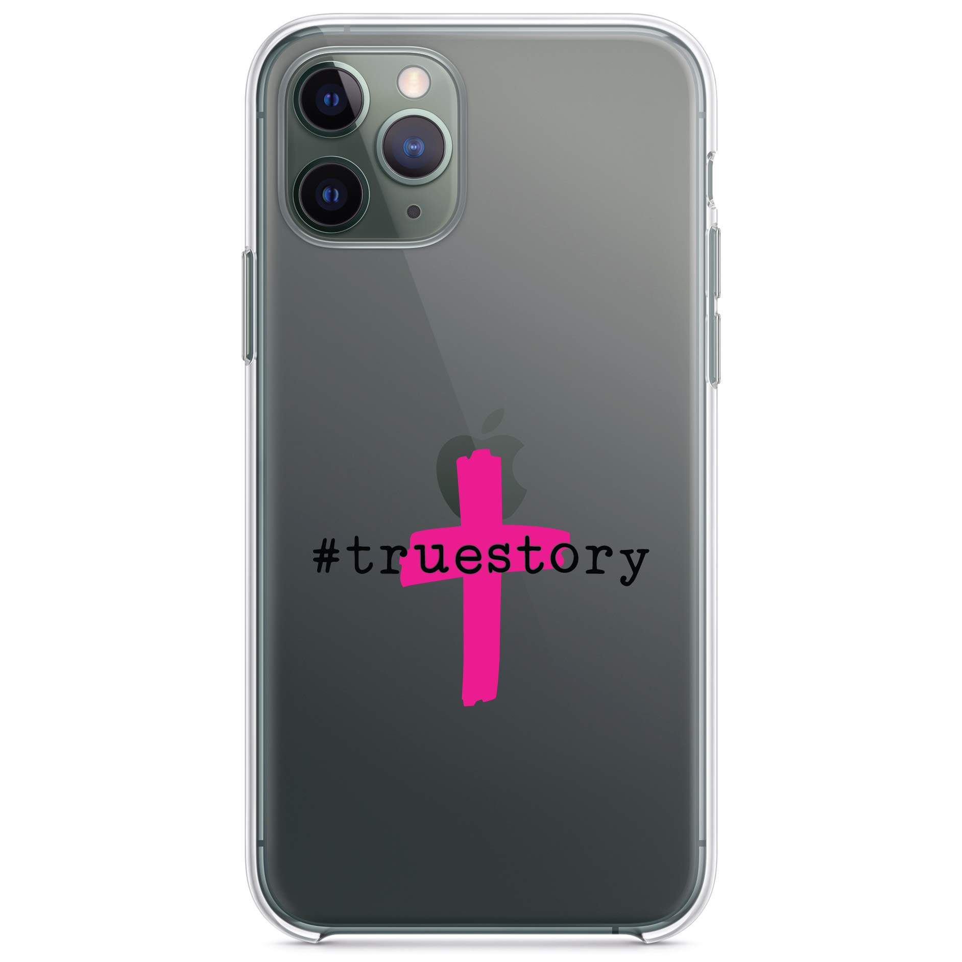 Shockproof Hybrid Case for iPhone 13 Pro MAX (6.7 Inch) - Clear TPU Bumper with Acrylic Back & Tempered Glass Screen Protector - Christian Cross Design in Hot Pink - Perfect for Daily Protection & Faith-Based Lifestyle