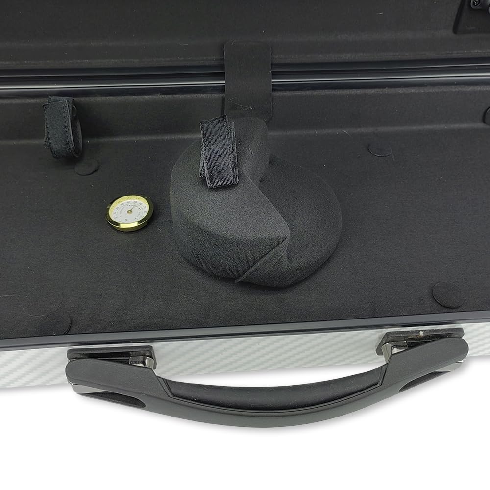 4/4 Carbon Fiber Violin Case with Music Sheet Pocket - Durable & Lightweight Black/White Violin Box for Professional Musicians & Students - Perfect for Travel, Performances & Storage
