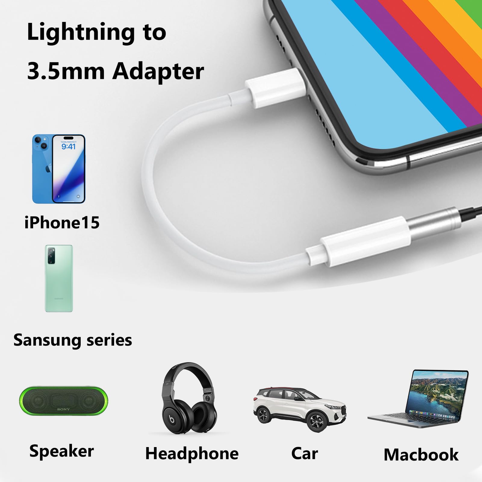 Seulliya 2 Pack USB C to 3.5mm Headphone Jack Adapter - USB Type C to Aux Audio Dongle Cable Compatible with iPhone 16 Pro/15 Pro Max, iPad Pro, MacBook, Galaxy S24/S23/S22 - Perfect for Music, Gaming & Car Audio