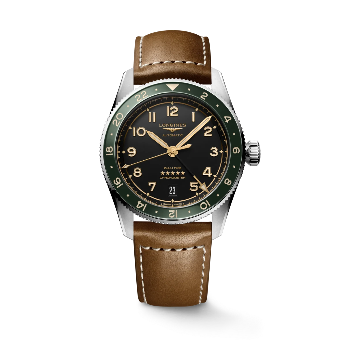 Longines Spirit Zulu 39mm Grey Automatic Men's Watch - Luxury Swiss Timepiece with GMT Function for Travelers & Business Professionals