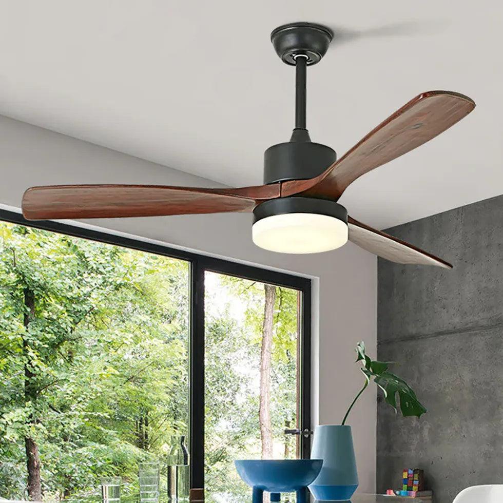Industrial Wood and Black Ceiling Fan with Light - Modern Farmhouse Style for Living Room, Bedroom, or Office Cooling and Lighting