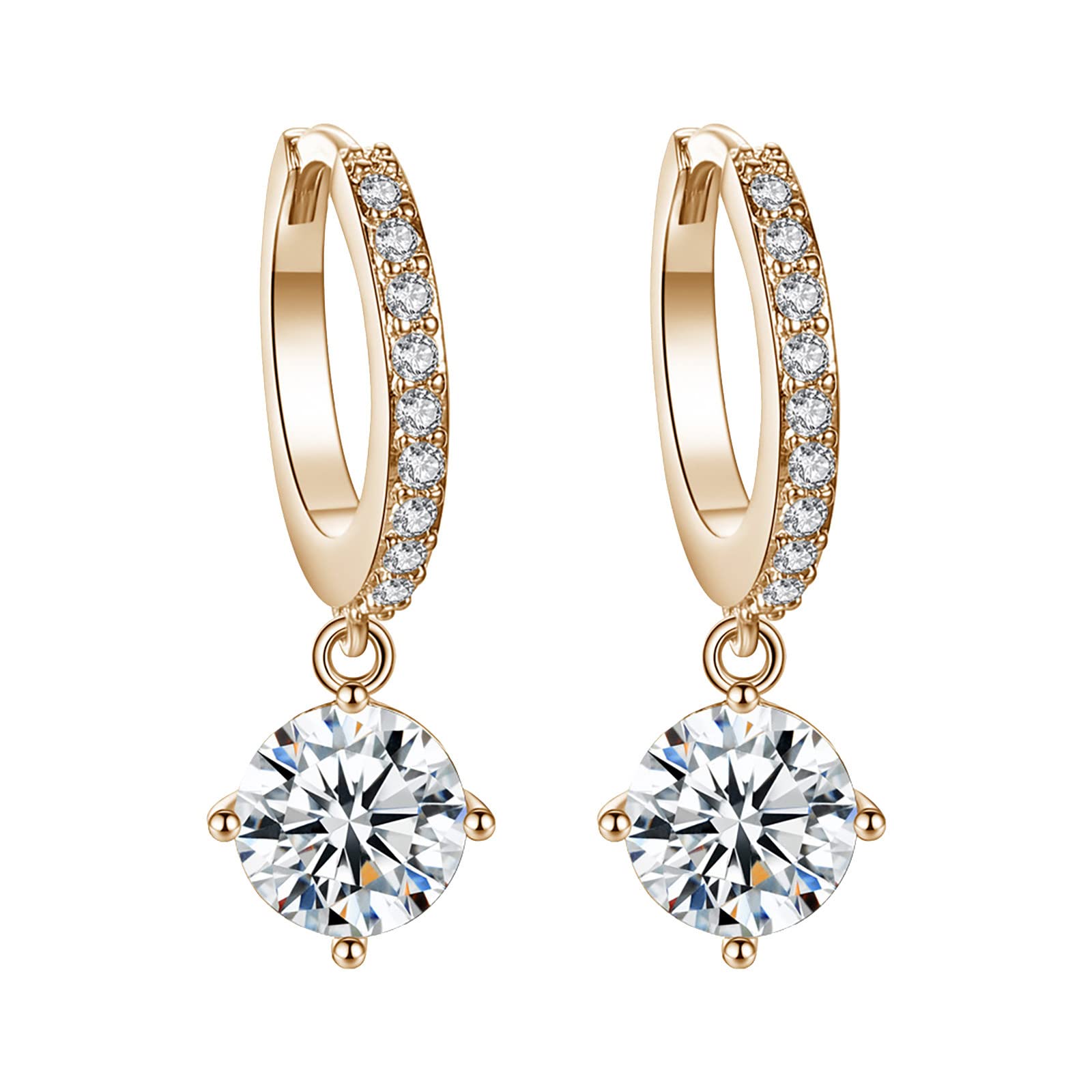 Circle Full Diamond Zircon Earrings for Teen Girls - Hypoallergenic Minimalist Piercing Studs - Trendy Cubic Zirconia Jewelry for Sensitive Ears - Perfect for School, Parties & Everyday Wear