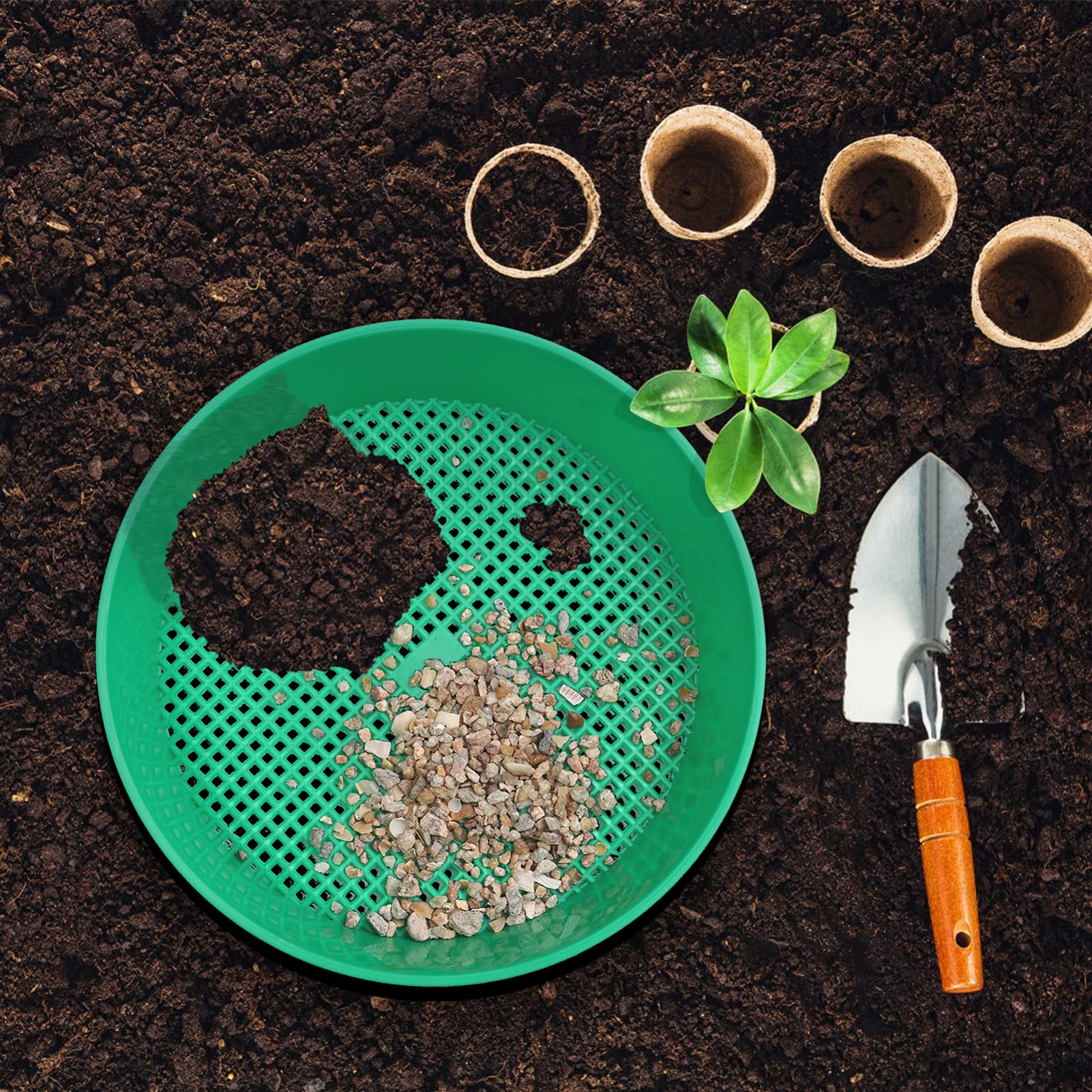Hemoton 2-Piece Stone Riddle Bonsai Tools Set - Soil Sifter, Sand Filter, and Gardening Sieve for Planting, Gardening, and Landscaping | Perfect for Bonsai Care, Potting Mix Screening, and Garden Soil Filtering