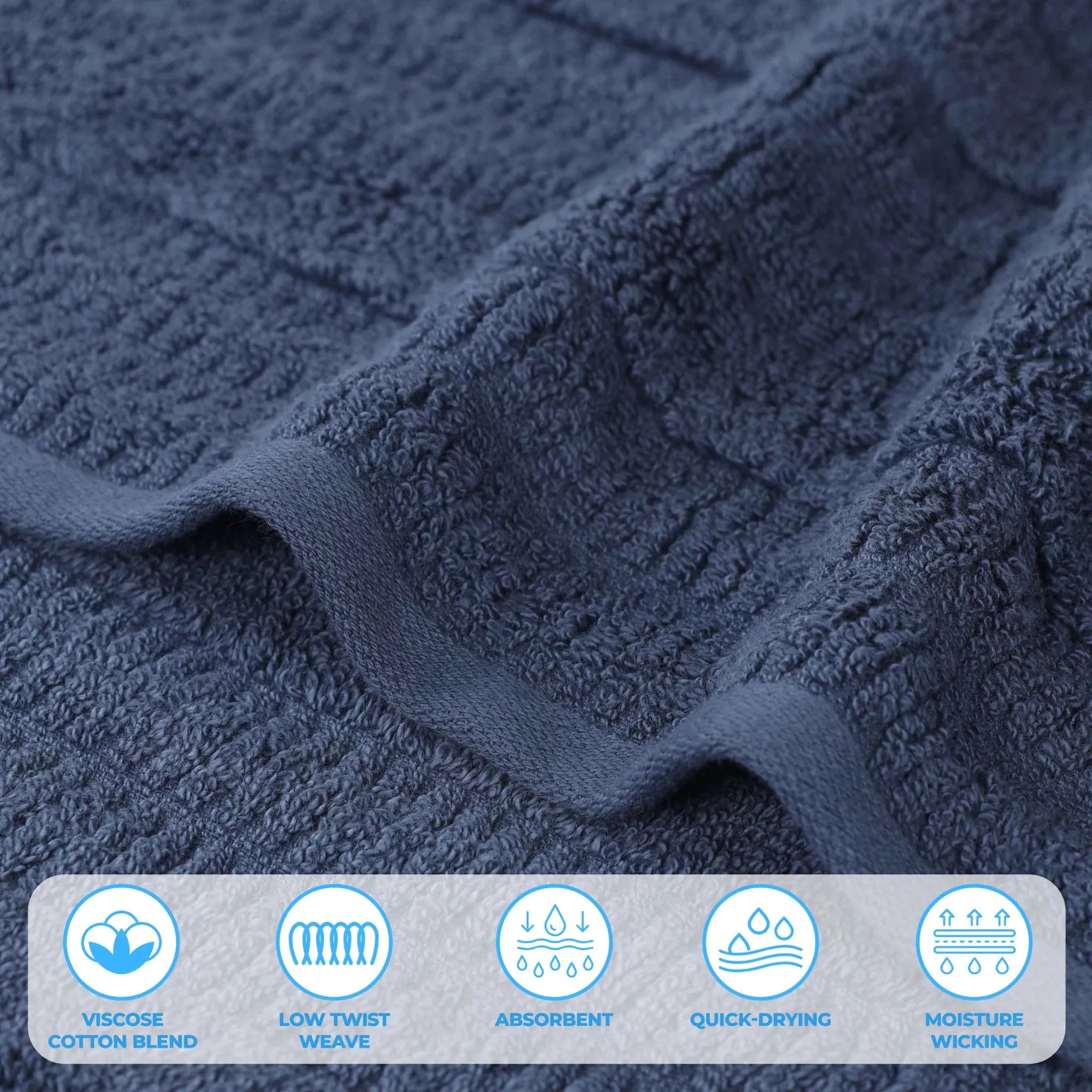 Premium Mika Smart Twist Viscose Cotton Blend Ribbed Bath Towels - Ultra Soft & Absorbent Set of 2 | Luxury Spa, Bathroom & Beach Essentials for Hotels & Home Use