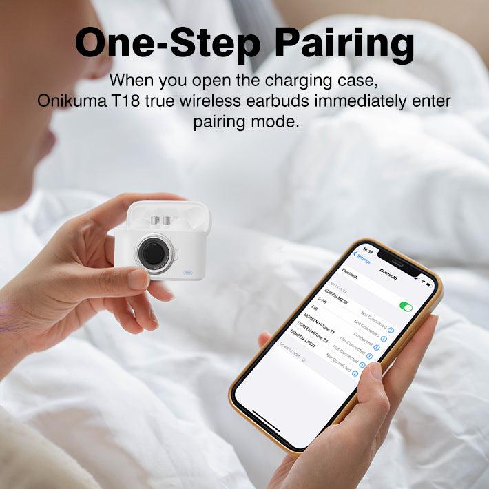 ONIKUMA T18 Wireless Bluetooth Earbuds - Retro Style Sports & Gaming Headphones with Noise Cancellation for Running, Workouts, and Mobile Gaming