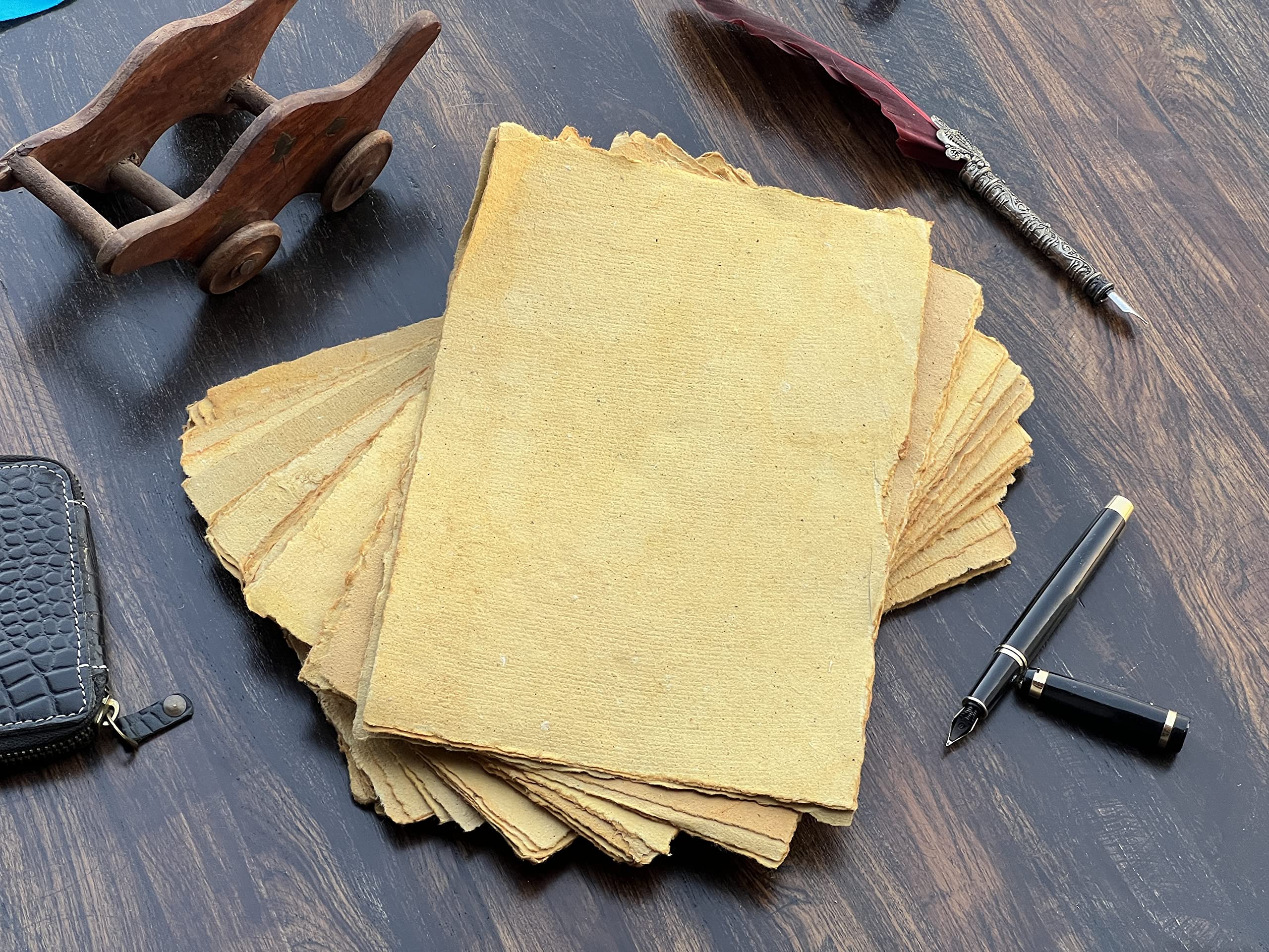 Premium 150 GSM Watercolor Paper for Artists - Handmade Cotton Deckled Edge Mixed Media Paper (9.7