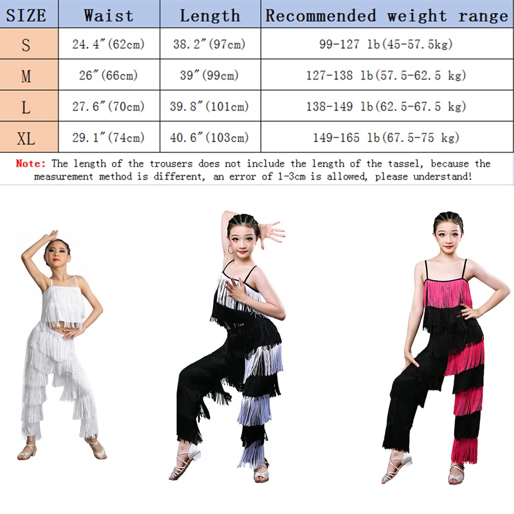 Women's Latin Dance Pants with Fringe Tassels - Black Ballroom Performance & Practice Costume for Salsa, Tango, Bachata & Social Dancing