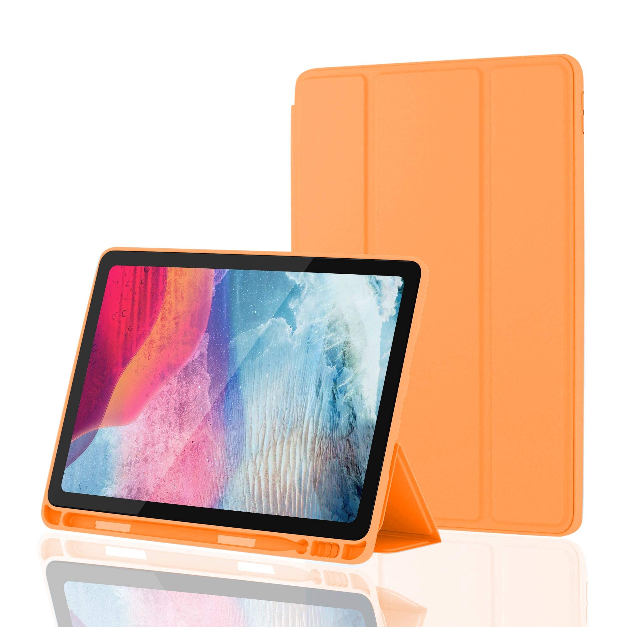 Ultra Slim iPad Air 3 Case (2019) & iPad Pro 10.5 Case (2017) - Soft TPU Protective Cover with Pencil Holder & Auto Sleep/Wake | Perfect for Work, Travel & School (Orange)