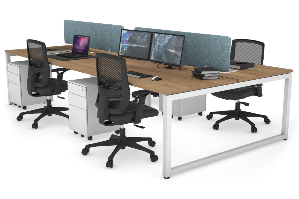 Quadro Loop Legs 4 Person Office Workstation - 1800L x 800W with Cable Management Scallop - Ideal for Collaborative Workspaces & Open Office Environments