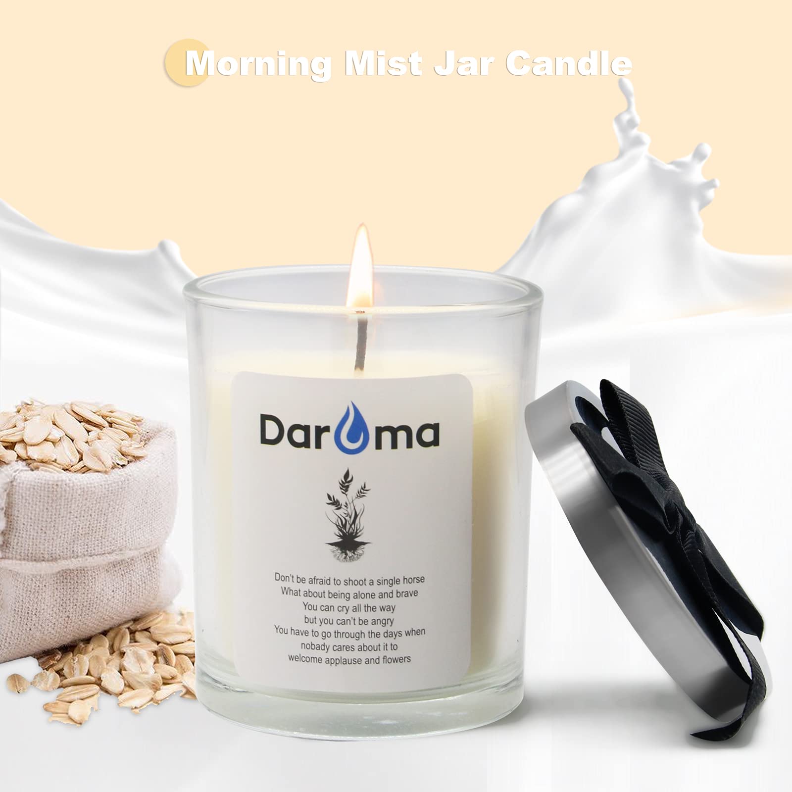 Daroma Aromatherapy Scented Candle - 100% Natural Soy Wax & Essential Oils, Long-Lasting Relaxing Jar Candle for Bath, Yoga, Meditation, Office - Perfect Holiday Gift for Christmas, Birthday (Morning Mist Scent)