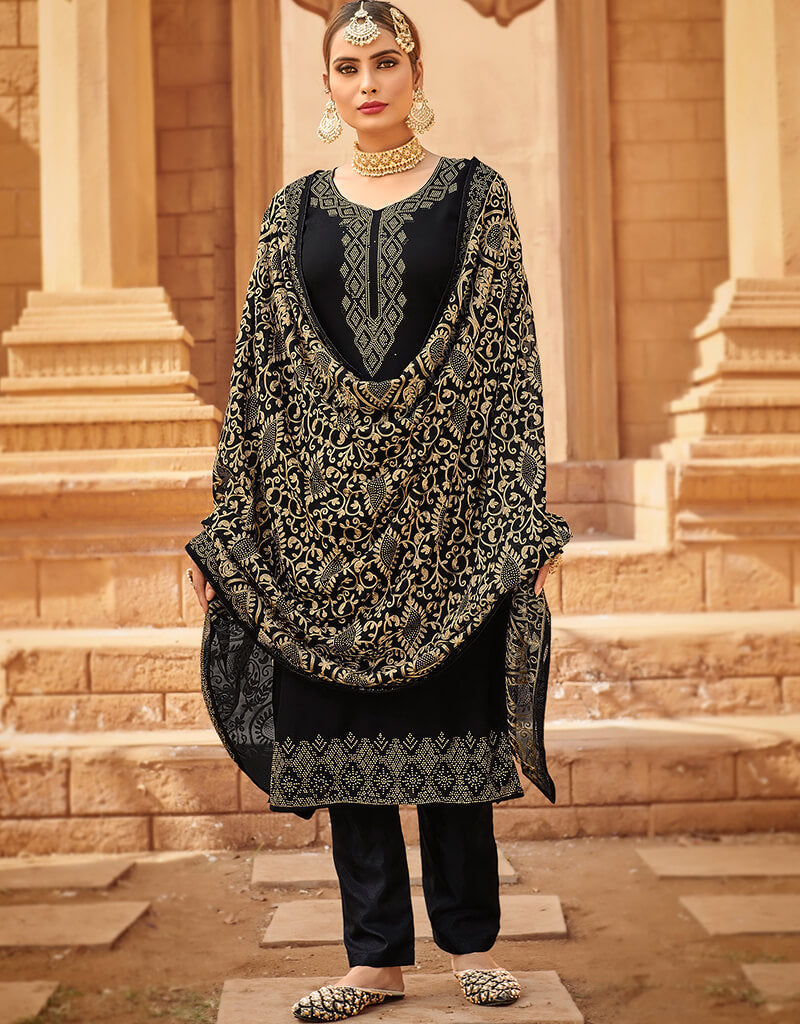 Elegant Black Georgette Sharara Suit for Women - Perfect for Weddings, Parties & Festive Occasions