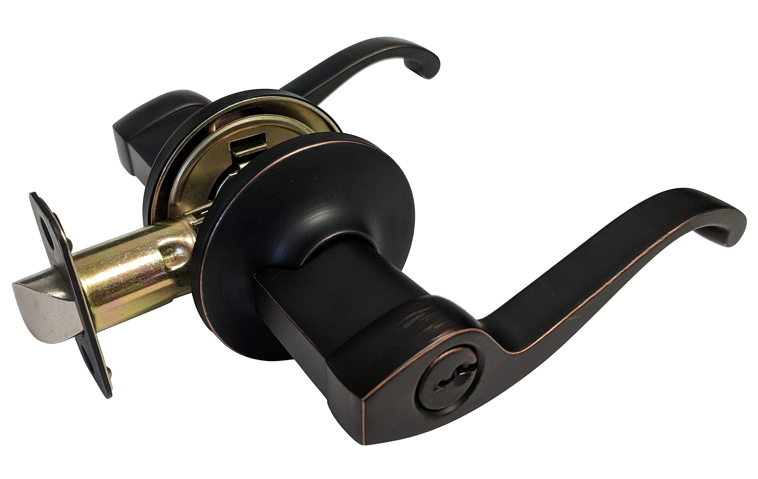 7-Piece Dark Oil Rubbed Bronze Entry Door Lever Handle Set - Keyed Alike 835DBR for Home Security & Interior Decoration - Perfect for Front Doors, Bedrooms & Office Spaces