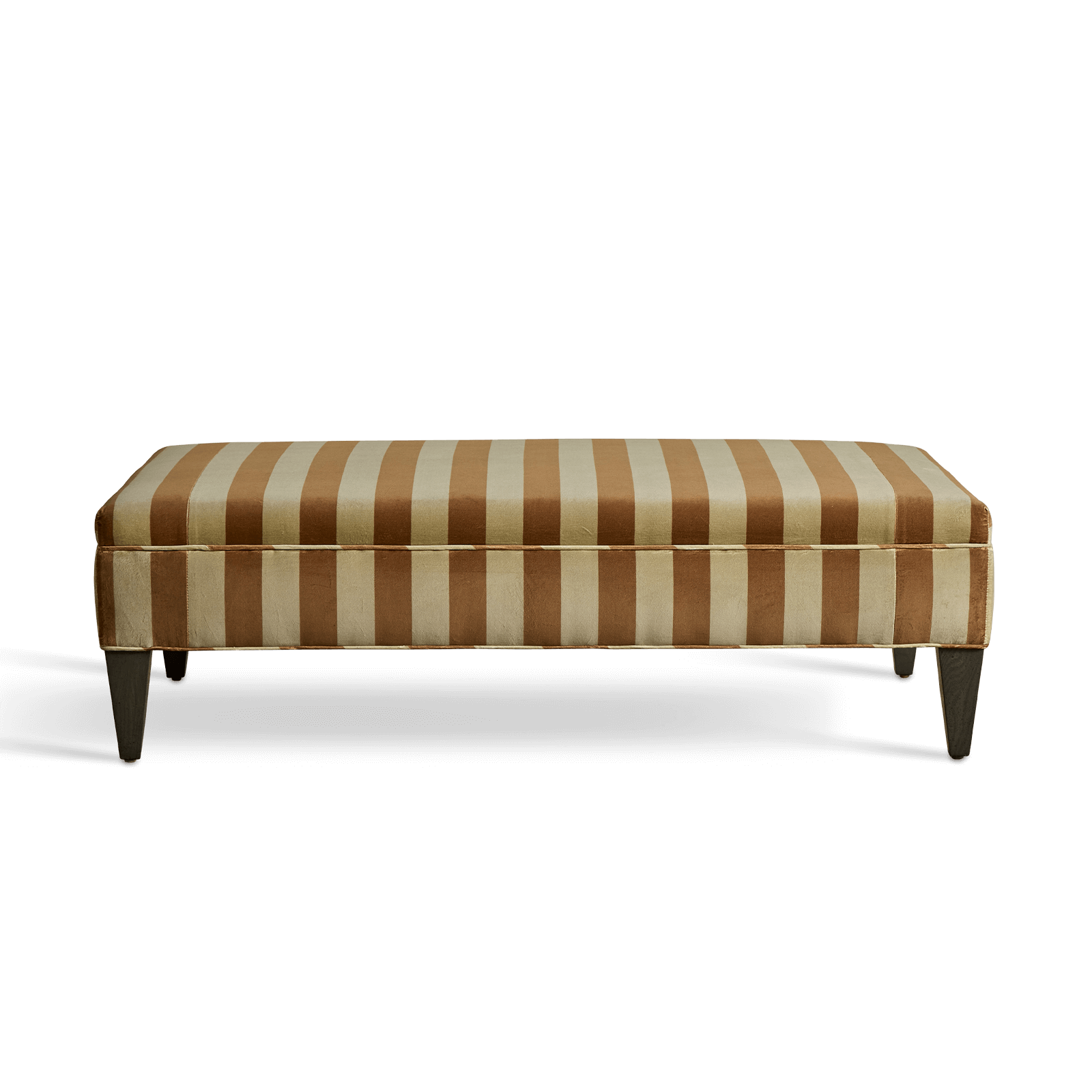 CAMELOT STRIPE Velvet Rectangular Ottoman Footrest Bench with Storage - Soft Ginger Brown for Living Room, Bedroom & Home Decor