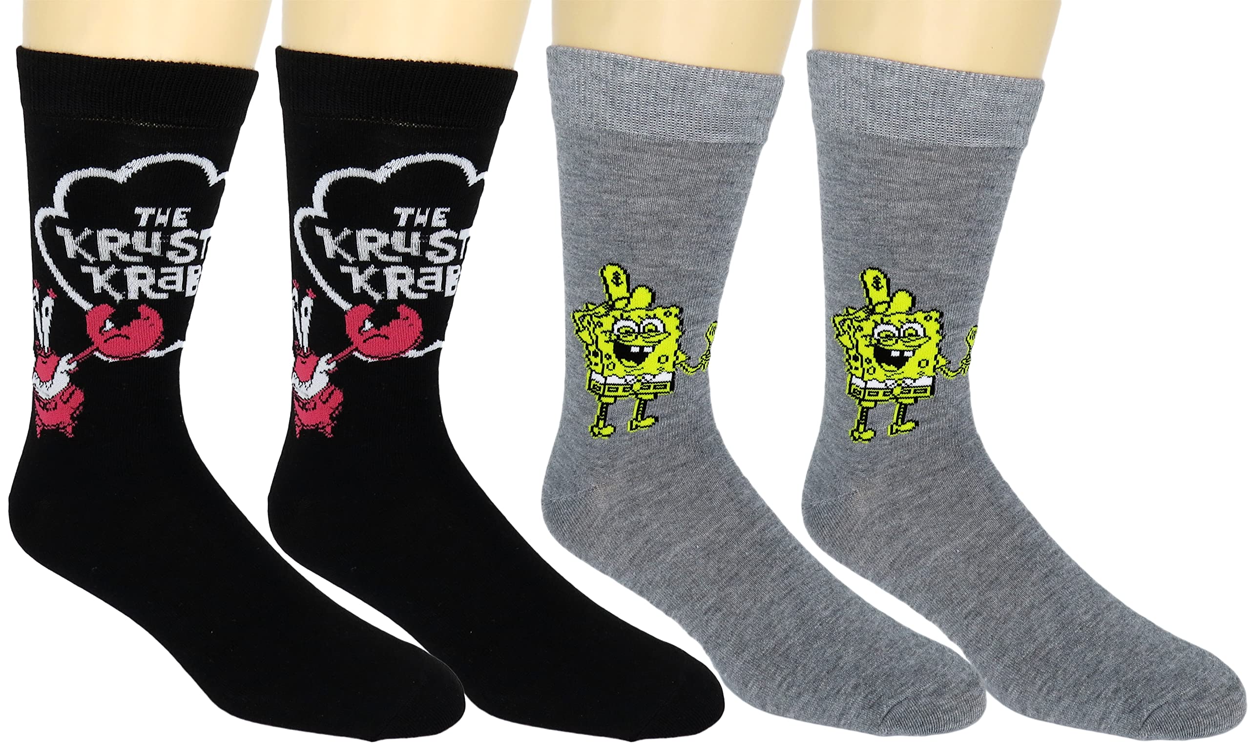 Nickelodeon SpongeBob SquarePants Crew Socks 2-Pack - Soft Cotton Casual Socks for Kids & Adults - Perfect for School, Cosplay & Everyday Wear