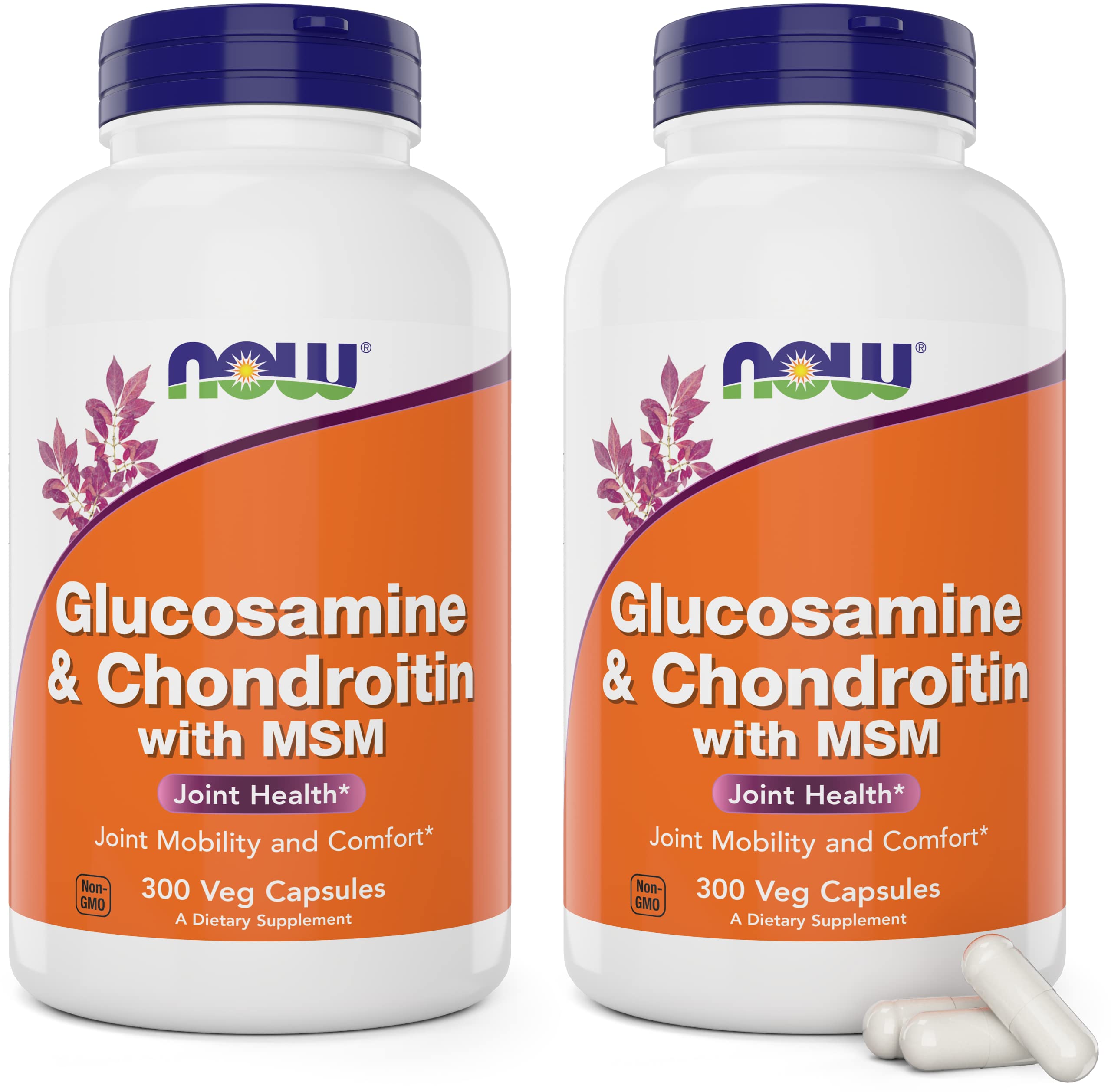 Now Glucosamine & Chondroitin with MSM - 300 Capsules (Pack of 2) - Premium Joint Health Supplement for Pain Relief & Mobility Support - Ideal for Athletes, Seniors & Active Lifestyles