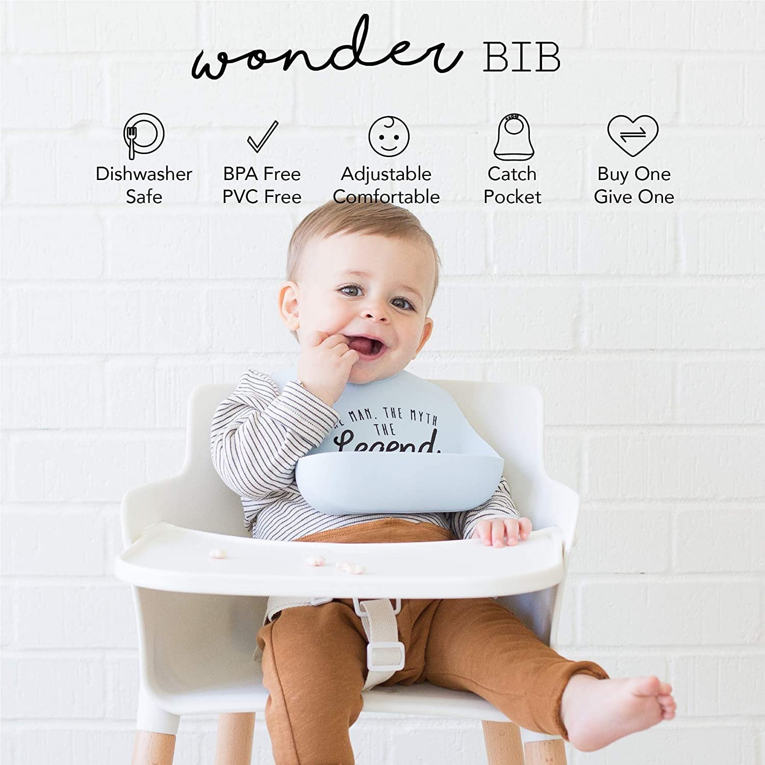 Bella Tunno Wonder Bib – Waterproof Silicone Baby Bibs for Boys & Girls, BPA-Free & Non-Toxic, Easy Clean Toddler Feeding Bib for Messy Mealtime, Travel & Daycare Use