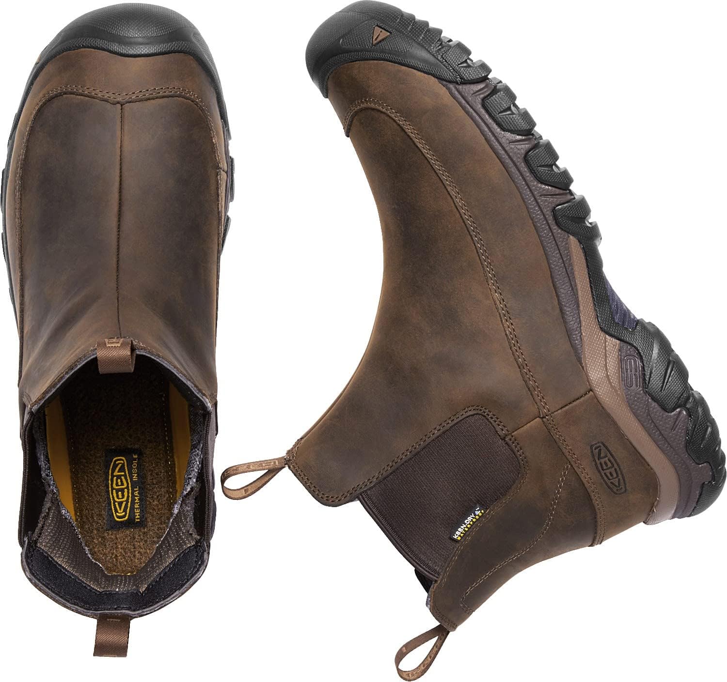 KEEN Men's Anchorage III Waterproof Winter Boots - Insulated Pull-On Snow Boots for Hiking, Snowshoeing & Cold Weather Outdoor Activities