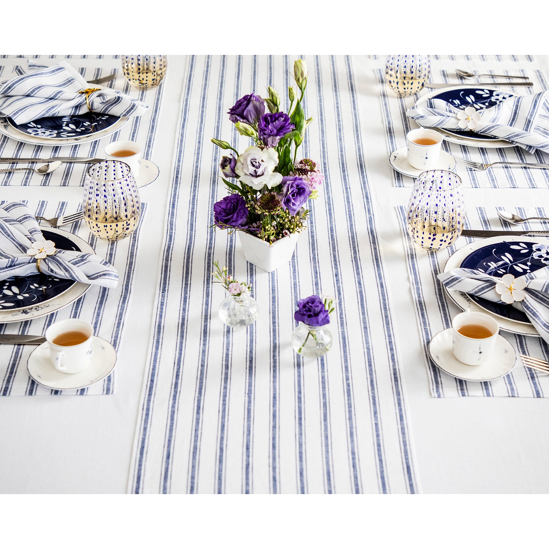 Capri Ticking Stripe Table Runner - 16 Inch & 18 Inch Wide Cotton Farmhouse Decor for Dining Table, Buffet, and Kitchen Island