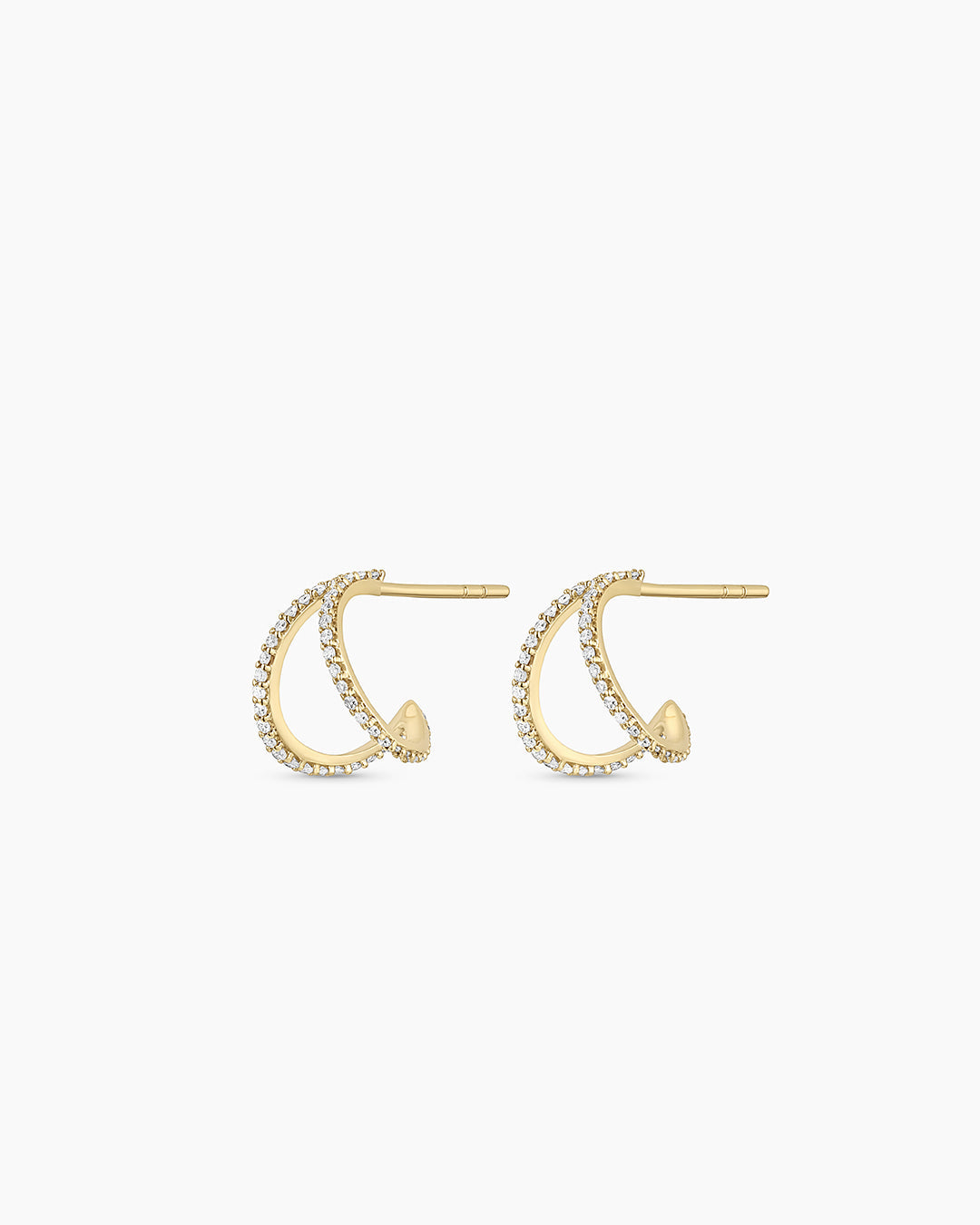 Diamond Pavé Split Huggie Hoop Earrings - Elegant Gold Plated Huggies for Women, Perfect for Parties, Weddings & Everyday Wear