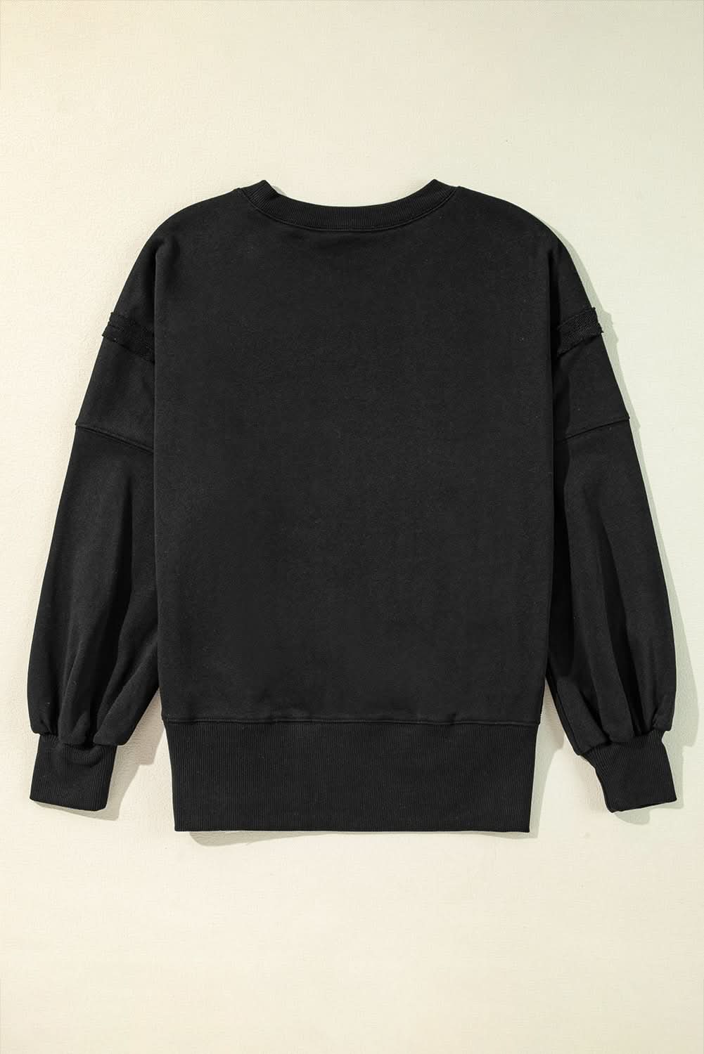 Stylish Black Drop Shoulder Sweatshirt for Women - Trendy Oversized Pullover for Casual Wear, Lounge & Street Style Fashion