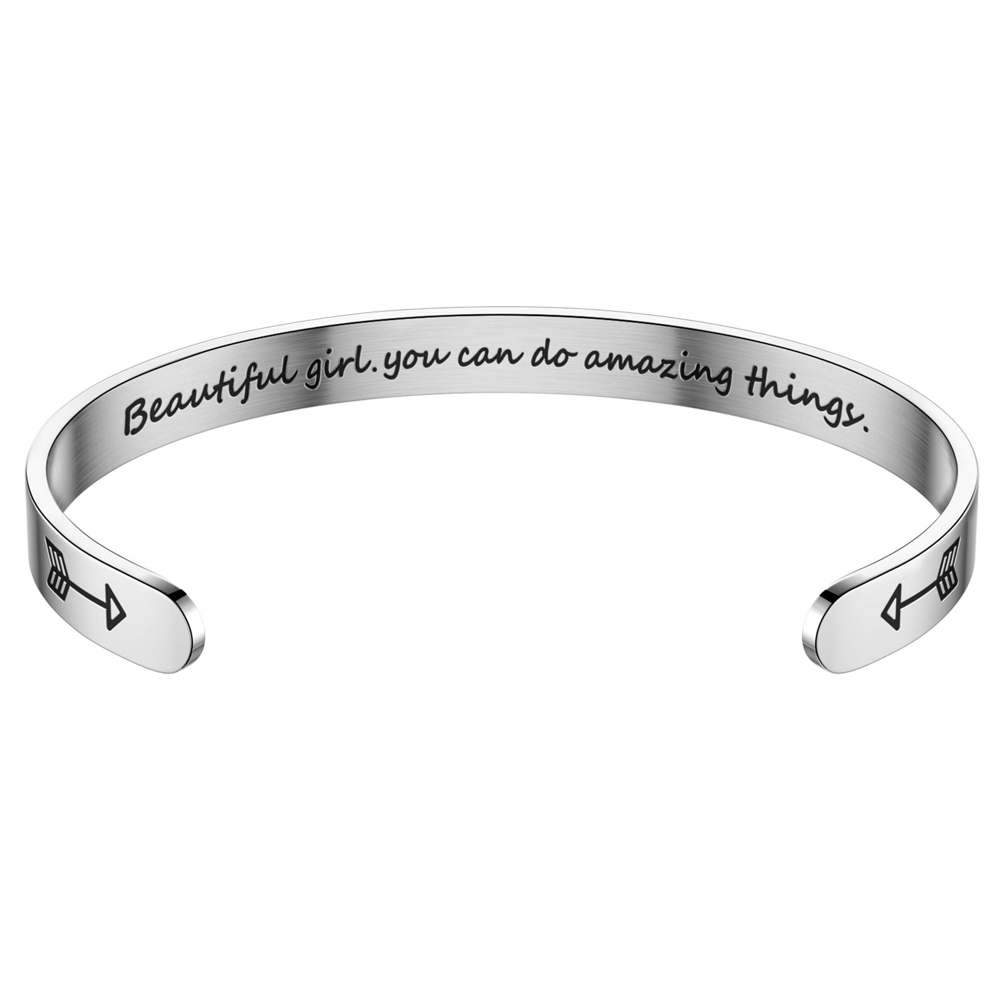 Keep Going Motivational Cuff Bracelet for Women - Stainless Steel Engraved Bangle with Inspirational Quote - Perfect for Gifts, Daily Wear & Empowerment