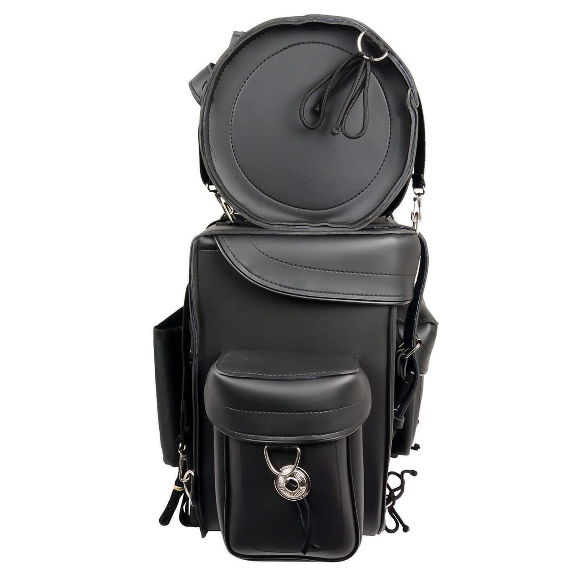 Milwaukee Leather SH539 Large Black Motorcycle PVC Touring Sissy Bar Bag - 2 Piece Set for Harley, Cruiser & Touring Bikes - Waterproof Storage for Road Trips & Long Distance Riding